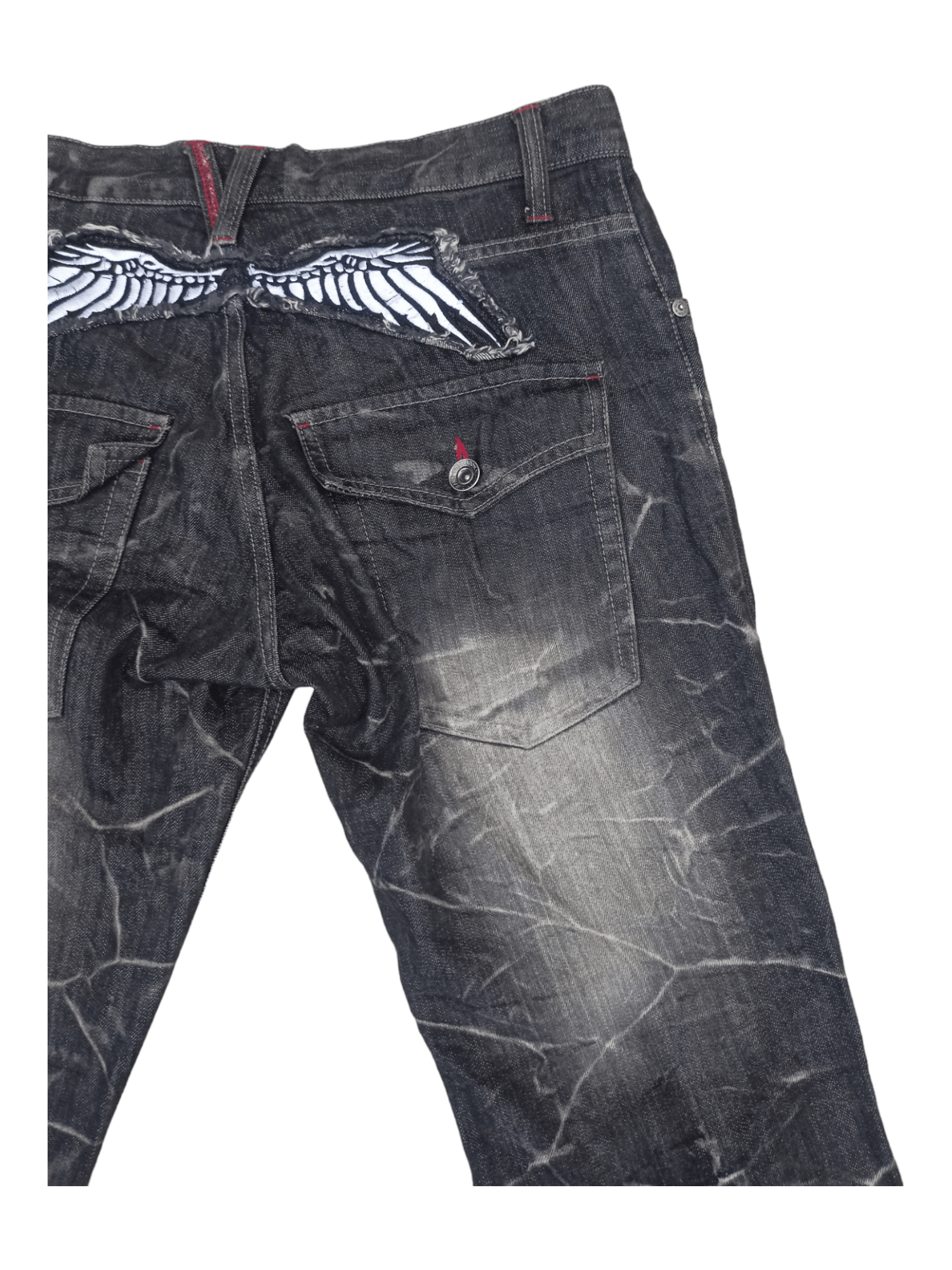 Seditionaries Vintage Nylaus Seditionaries Whiskered Wing Flared Jeans Size US 30 / EU 46 - 8 Thumbnail