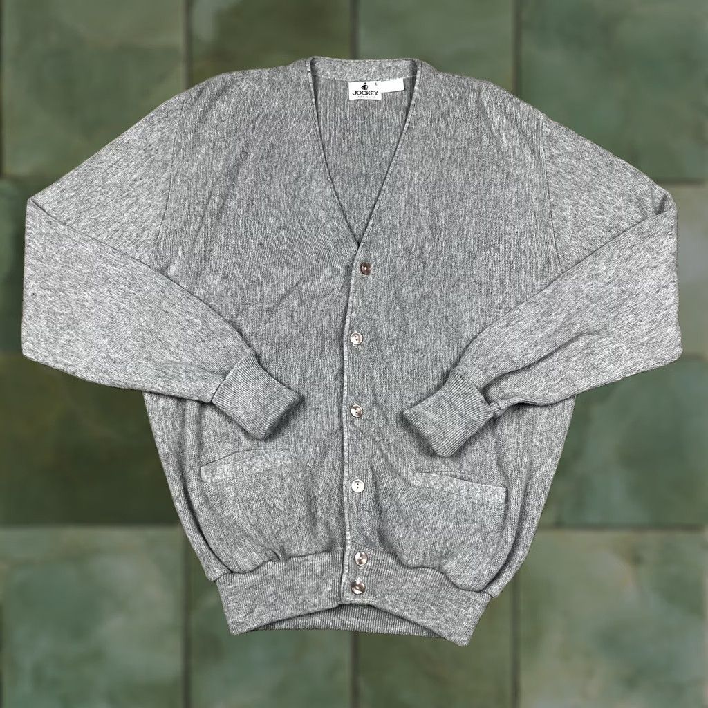 Jockey VINTAGE Jockey Cardigan Sweater Mens Medium V-Neck Button Front 80s Gray Made in USA Size US M / EU 48-50 / 2 - 1 Thumbnail