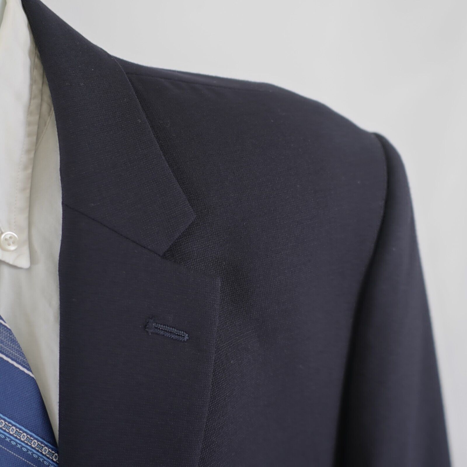 Pronto Uomo Pronto Uomo Blue Wool Basketweave 2 Button Suit Jacket 46R O Size 46R - 2 Thumbnail