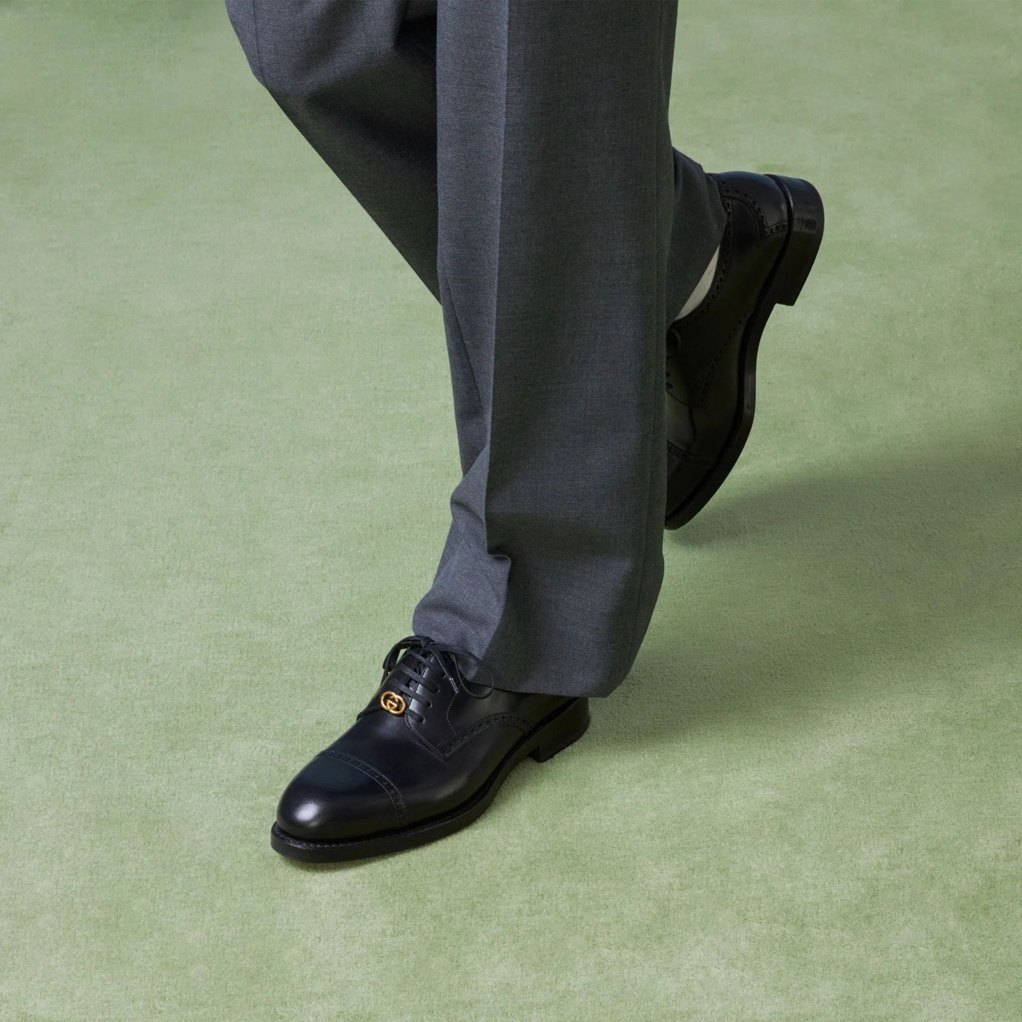 Gucci o1mt1gz0225 Lace-Up Shoes With Brogue Details in Black Size US 14 / EU 47 - 2 Thumbnail