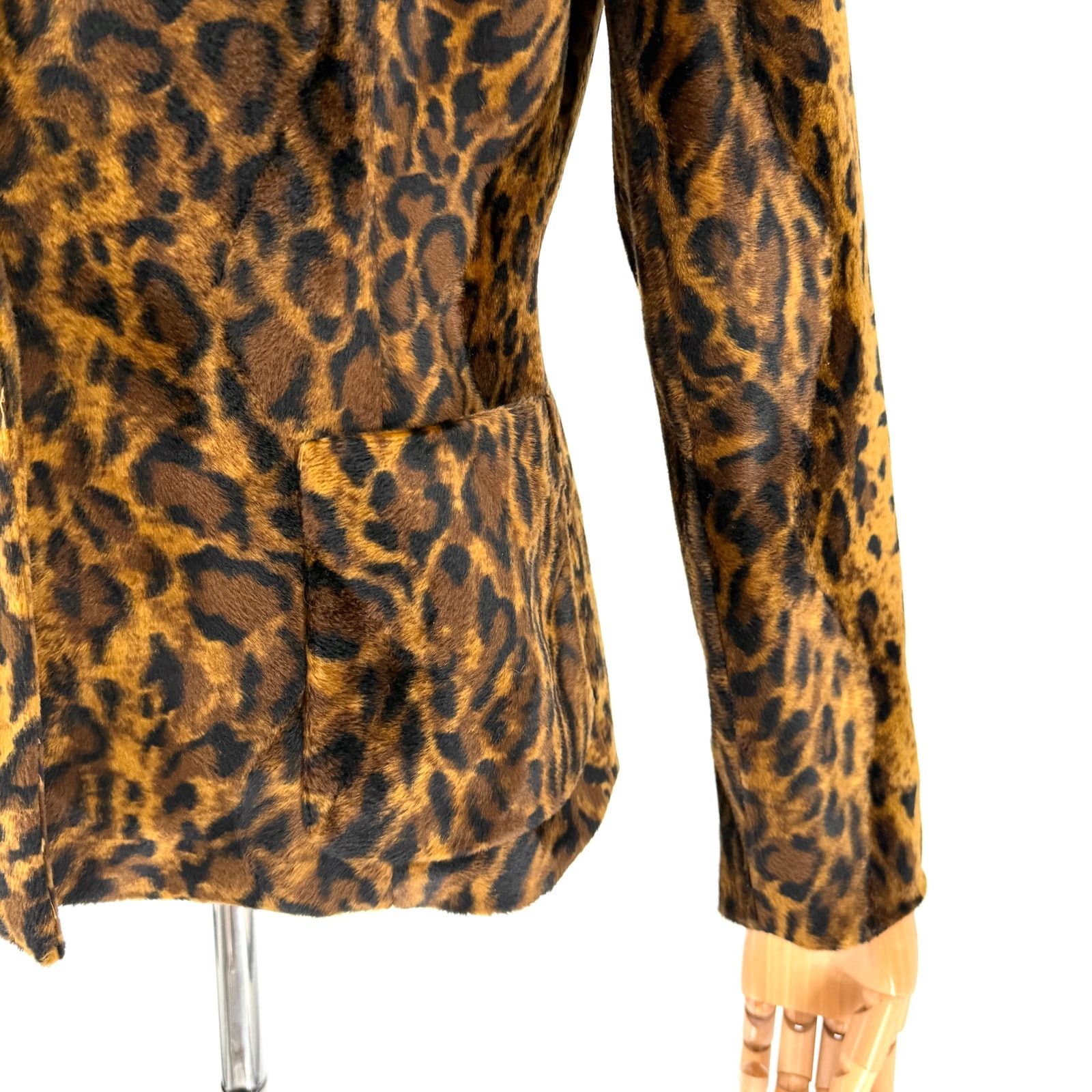 Emanuel Ungaro Vintage 90s Leopard Print Faux Fur Blazer Jacket Size S / US 4 / IT 40 - 3 Thumbnail