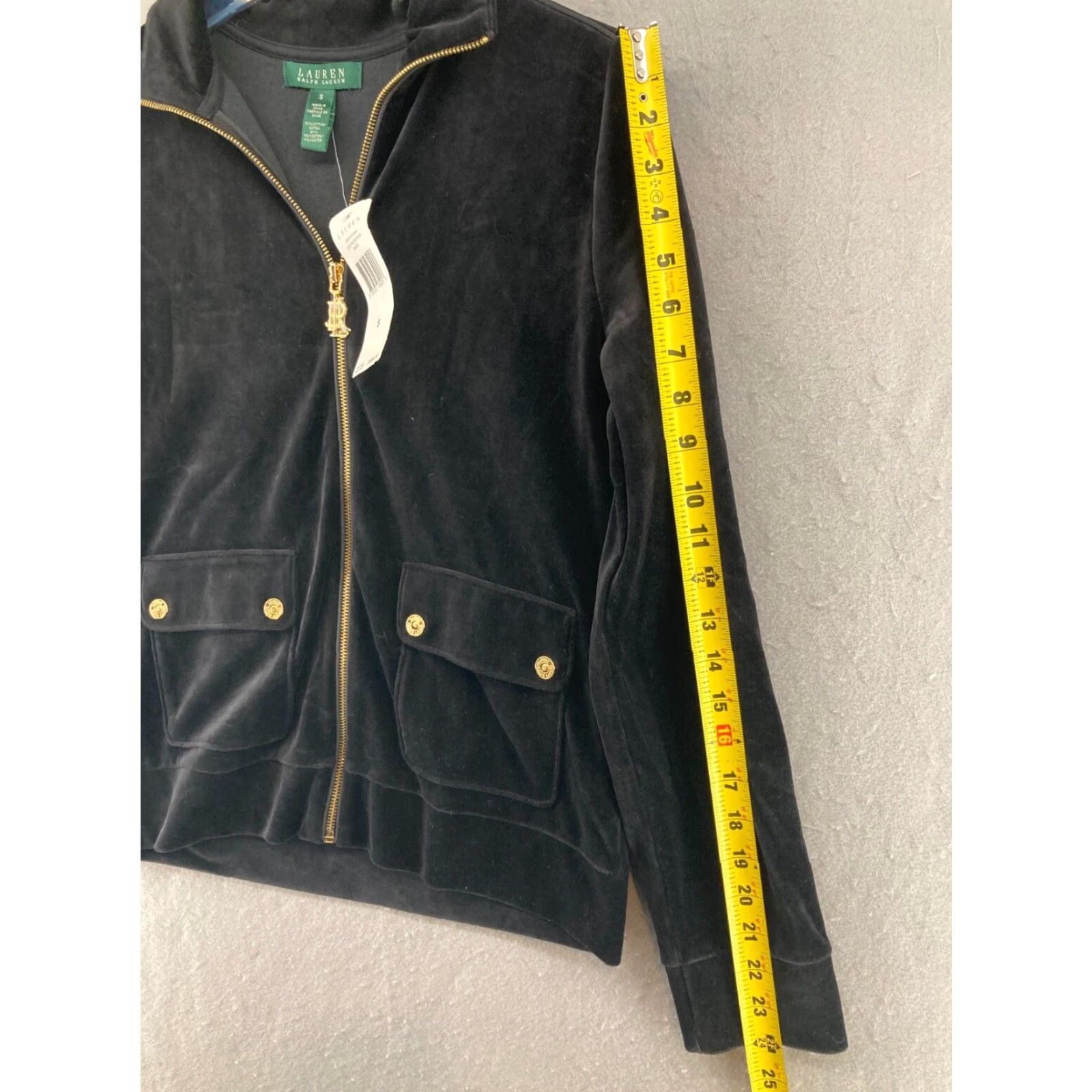 Ralph Lauren VINTAGE Lauren Ralph Lauren Full Zip Velvet Velour Jacket Womens Petite S Black Crest Size S / US 4 / IT 40 - 4 Thumbnail