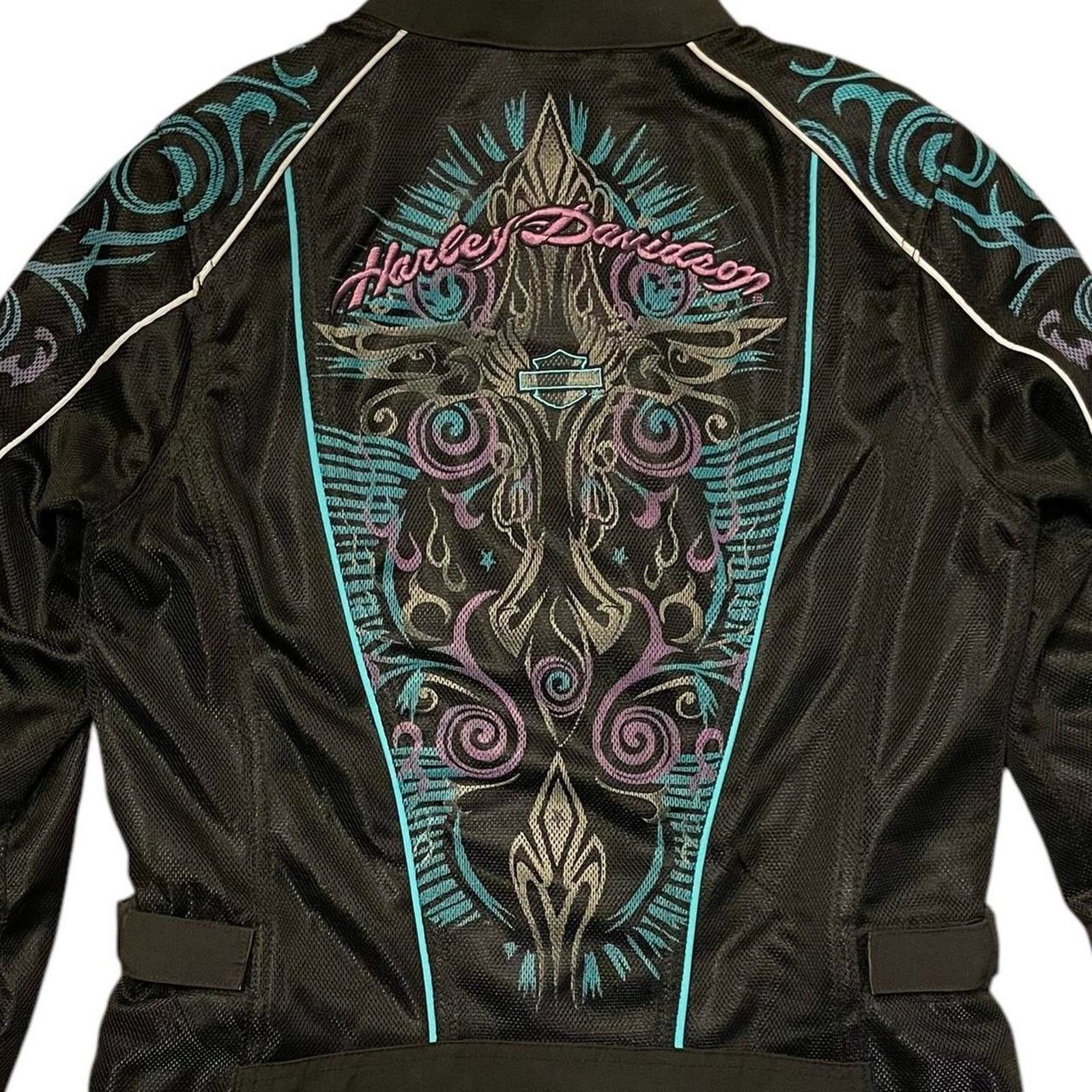 Harley Davidson VTG Y2K 2000s Harley Davidson tribal moto mesh riding jacket Size S / US 4 / IT 40 - 3 Thumbnail