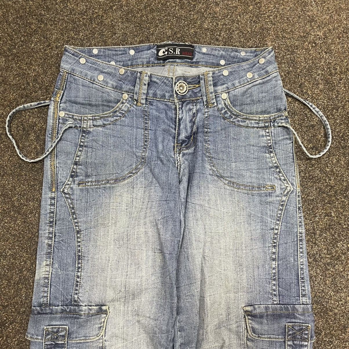 Vintage Y2K Baggy Cargo Denim Jeans Faded Blue Distressed W34 Grunge Size 28" / US 6 / IT 42 - 4 Thumbnail