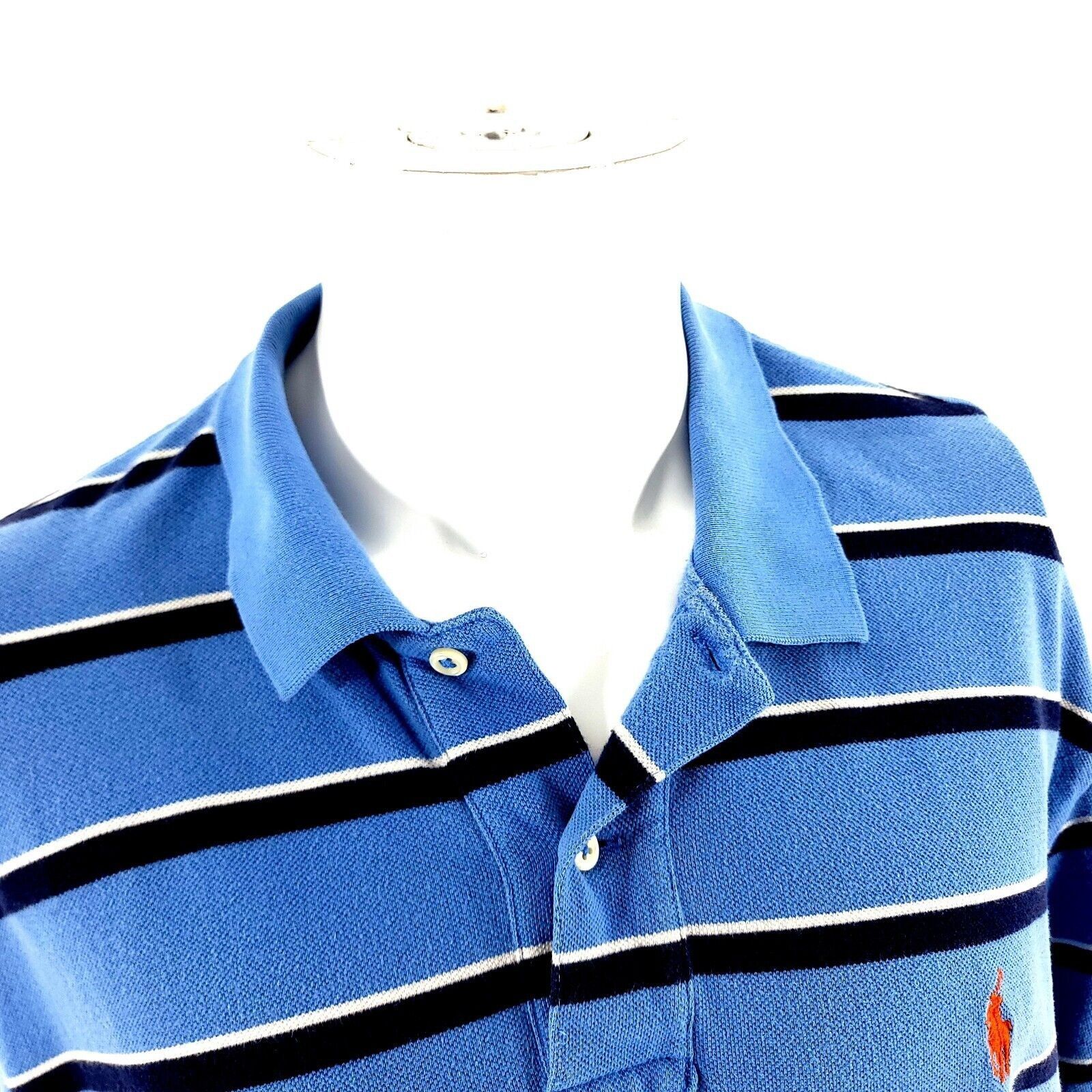 Polo Ralph Lauren Polo Ralph Lauren Blue Striped 2XL Cotton Collared Polo Shir Size US XXL / EU 58 / 5 - 3 Thumbnail