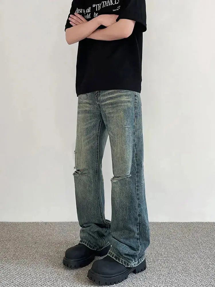 Japanese Brand Retro loose ripped micro flared jeans Size US 32 / EU 48 - 3 Thumbnail