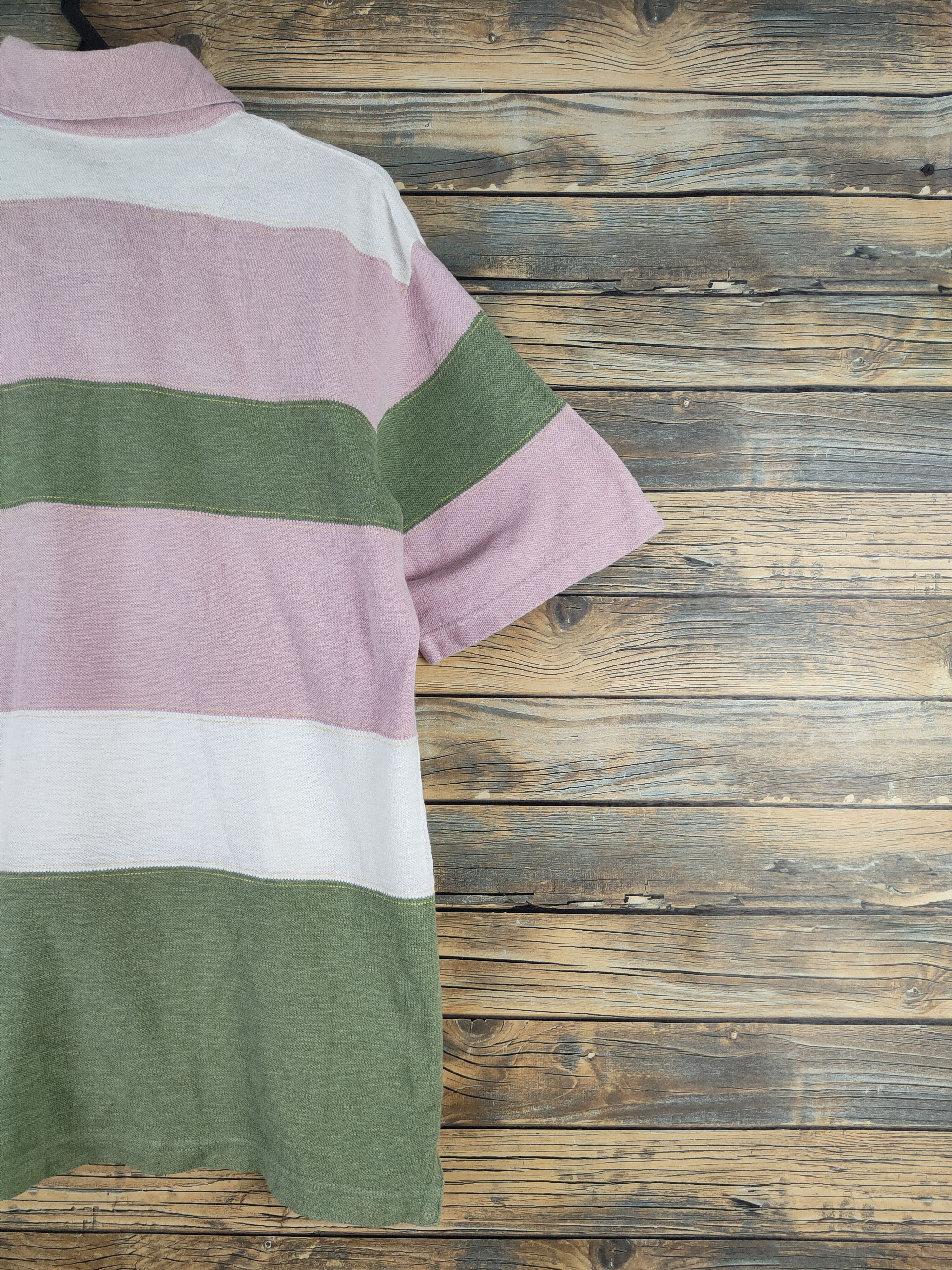 Vintage DL Crocodile Pink Green Stripe Polos #2744 Size US L / EU 52-54 / 3 - 10 Thumbnail