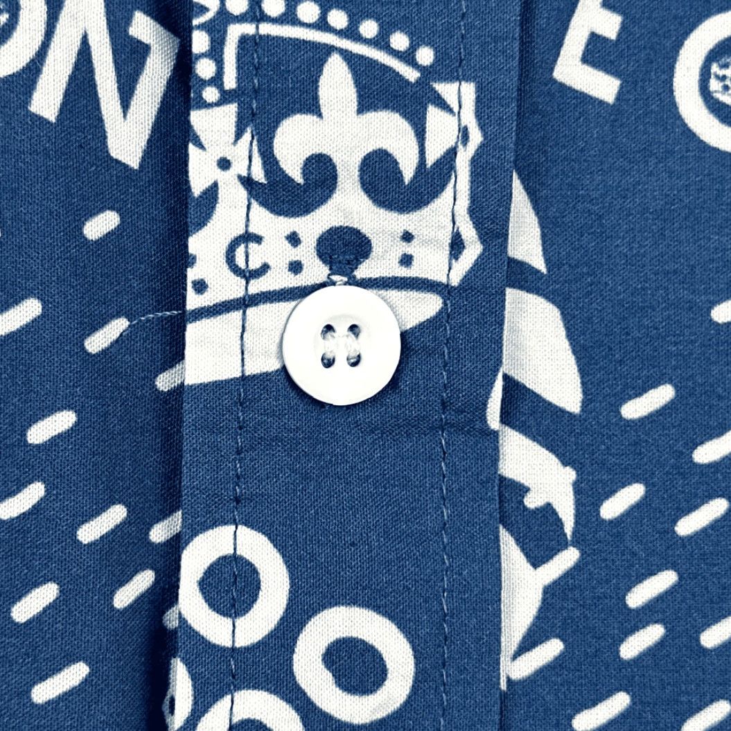 Vintage Chive On Hawaiian Shirt Blue White Botanical Crown Tipsy Elves Adult 2XL Shirt Mens Short Sleeve Button-Up Cotton Blend Graphic Print Vintage No Size US XXL / EU 58 / 5 - 4 Thumbnail