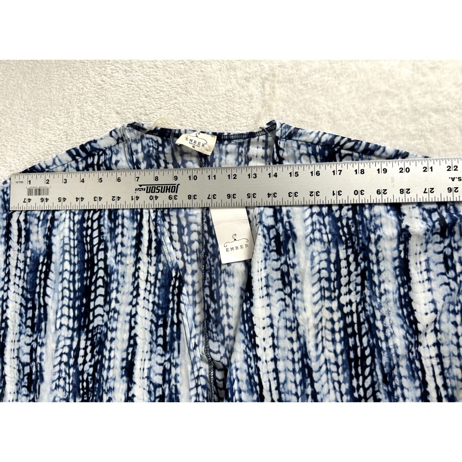 Vintage Ember Womens Tie-Dye Open Front Cardigan Kimono Fringe Hem XL Blue White New Size XL / US 12-14 / IT 48-50 - 7 Thumbnail