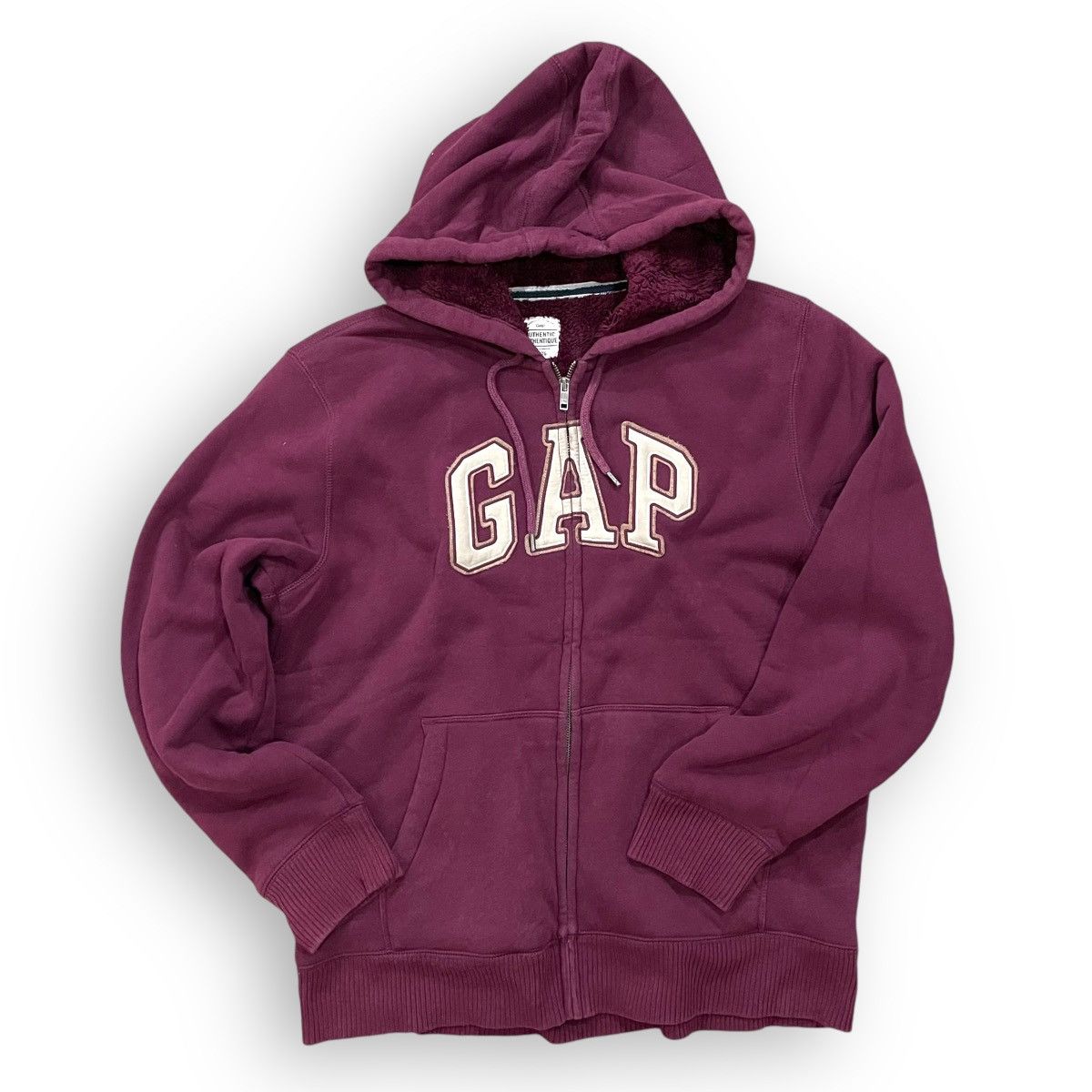 Gap × Vintage Vintage Gap Sherpa Fleece Jacket Full Zip Big Logo Hoodie Size US XL / EU 56 / 4 - 2 Thumbnail