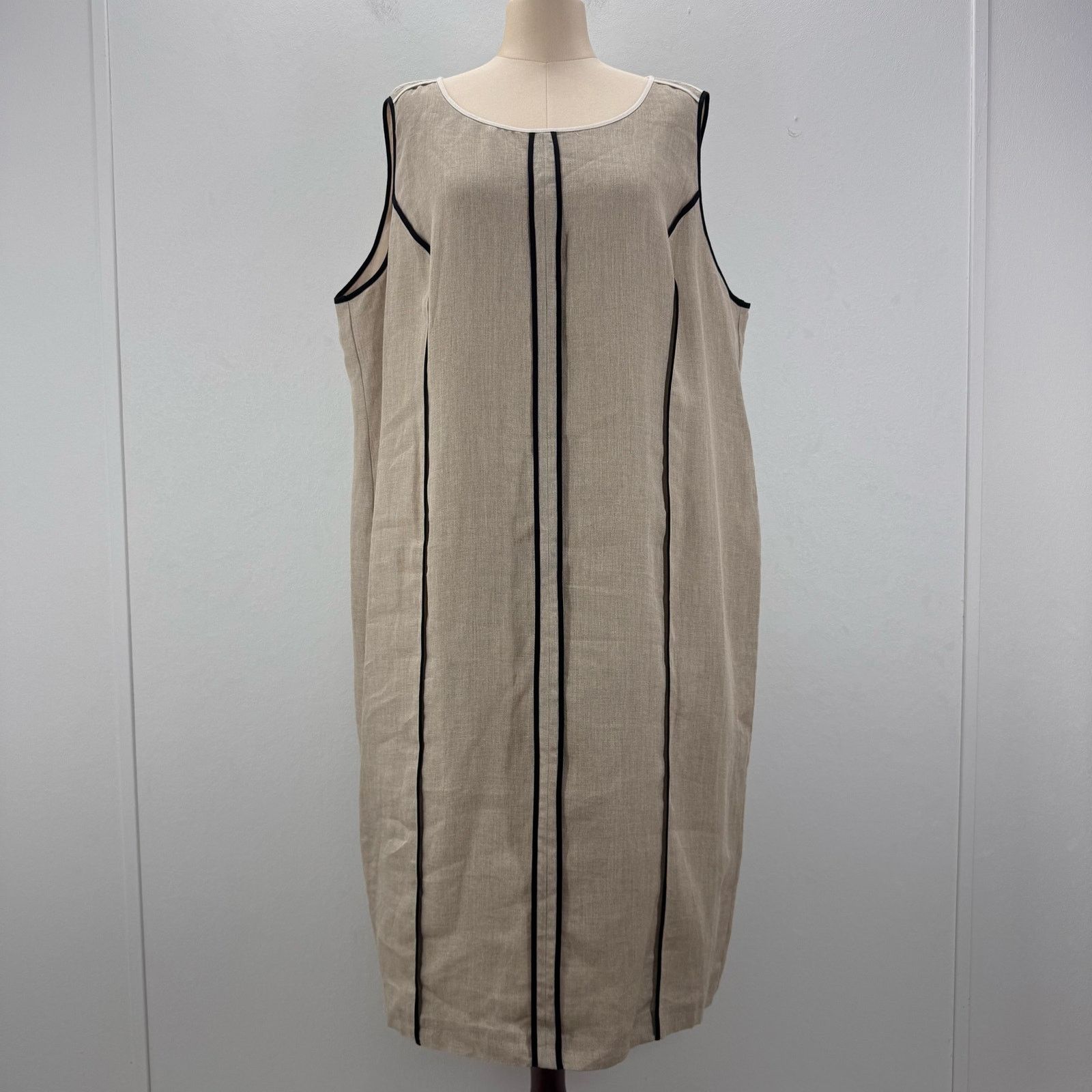 Marina Rinaldi Marina Rinaldi Linen Midi Dress Contrast Seamed PLUS sz 22 Size 3XL / US 20-22 - 1 Thumbnail