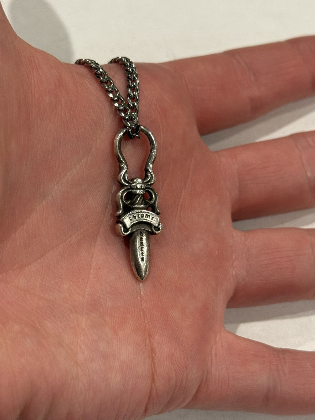 Chrome Hearts Chrome Hearts Dagger Pendant Silver Cuban Chain Necklace 925 Size ONE SIZE - 4 Thumbnail