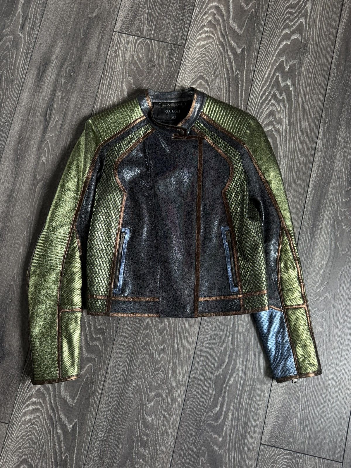 Gucci gucci ss14 multicolour panel leather jacket Size M / US 6-8 / IT 42-44 - 1 Thumbnail