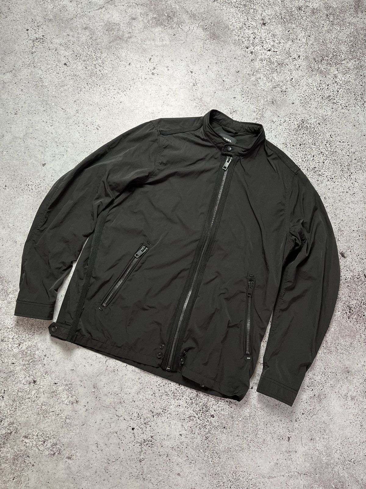Diesel × Diesel Black Gold × Vintage 🚘Vintage Diesel Moto Jacket Faded Big Logo Size US L / EU 52-54 / 3 - 1 Thumbnail
