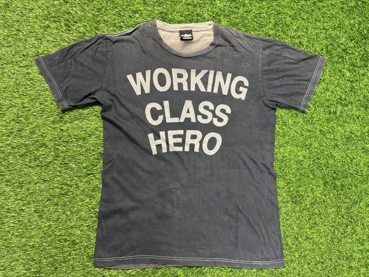 image of Band Tees x Good Music Merchandise Working Class Hero - Distress John Lennon Tshirt in Faded Black 