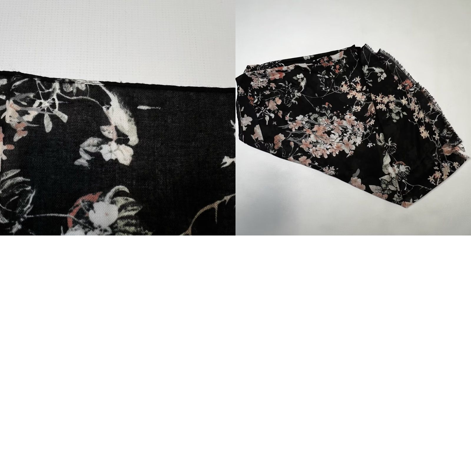 Pinko Jane & Berry Floral Scarf, 37" by 37", Black Pink Gray, Polyester, NEW, Woven, Fringe, Square Scarf, Women, Vintage No, Standing: N/A Size ONE SIZE - 8 Thumbnail