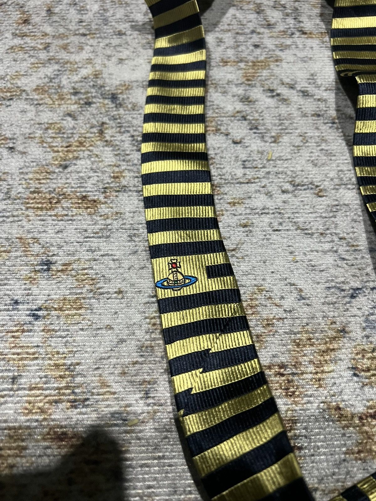 Vivienne Westwood Vivienne Westwood Striped Black Gold Tie Size ONE SIZE - 4 Thumbnail