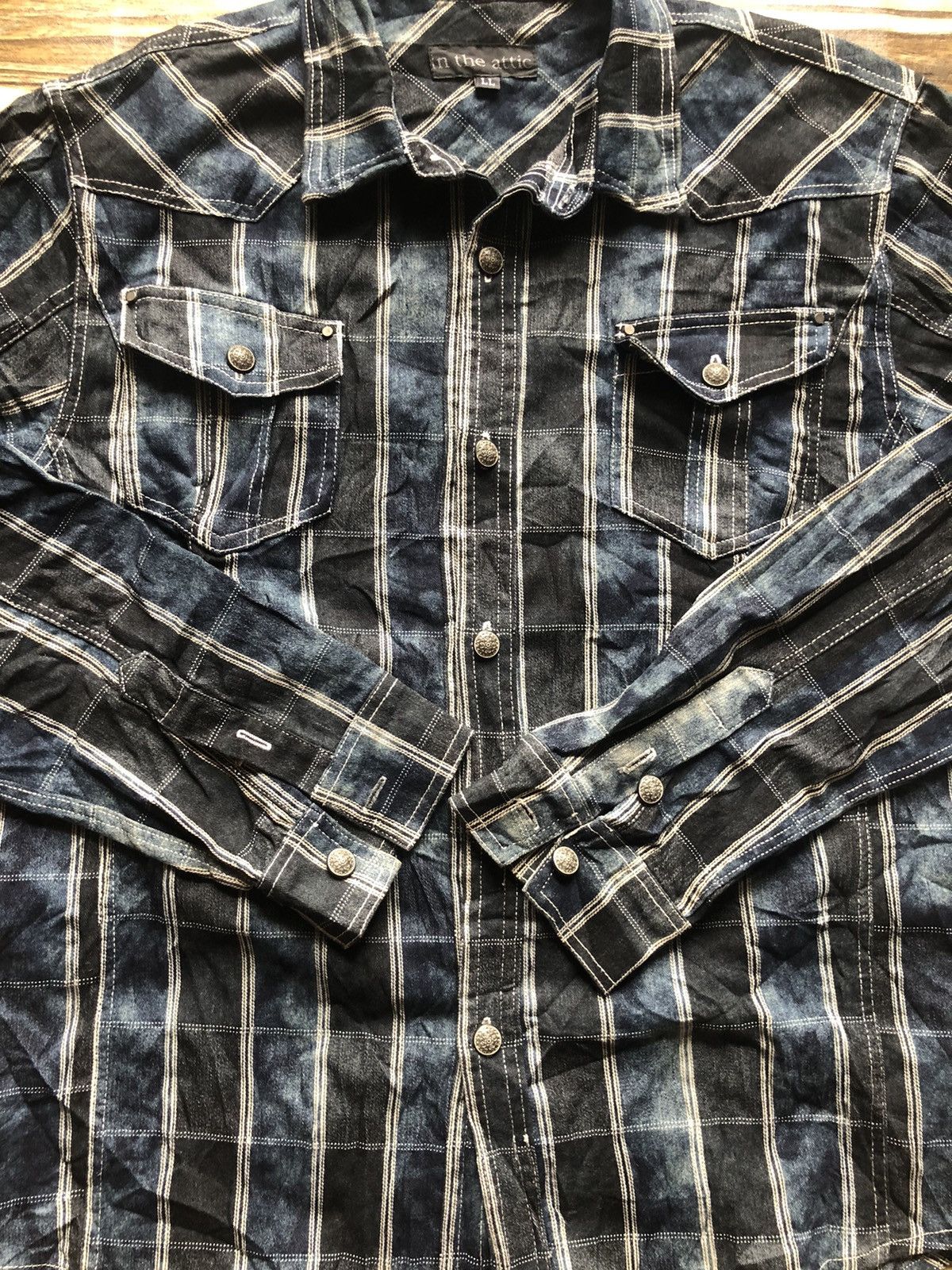 In The Attic B/D shirt Patchwork shadow plaid blue black kapital lgb Size US L / EU 52-54 / 3 - 5 Thumbnail