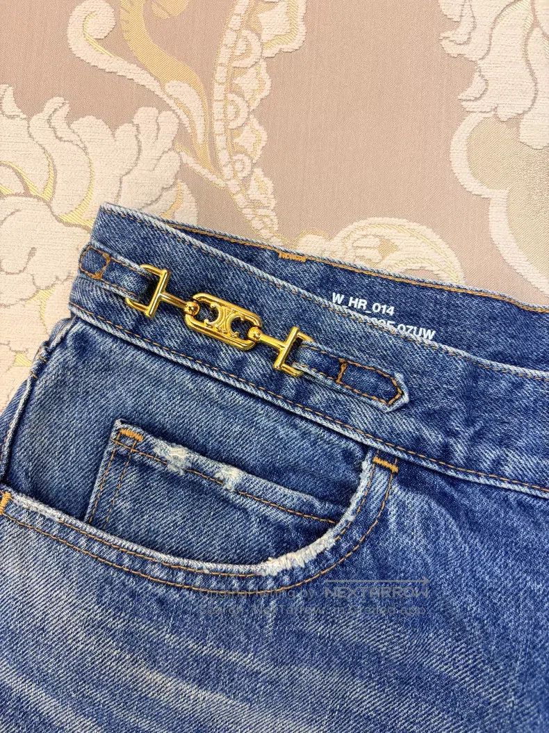 Celine CELINE Washed Blue Gold Chain Jeans i Size US 31 - 3 Thumbnail
