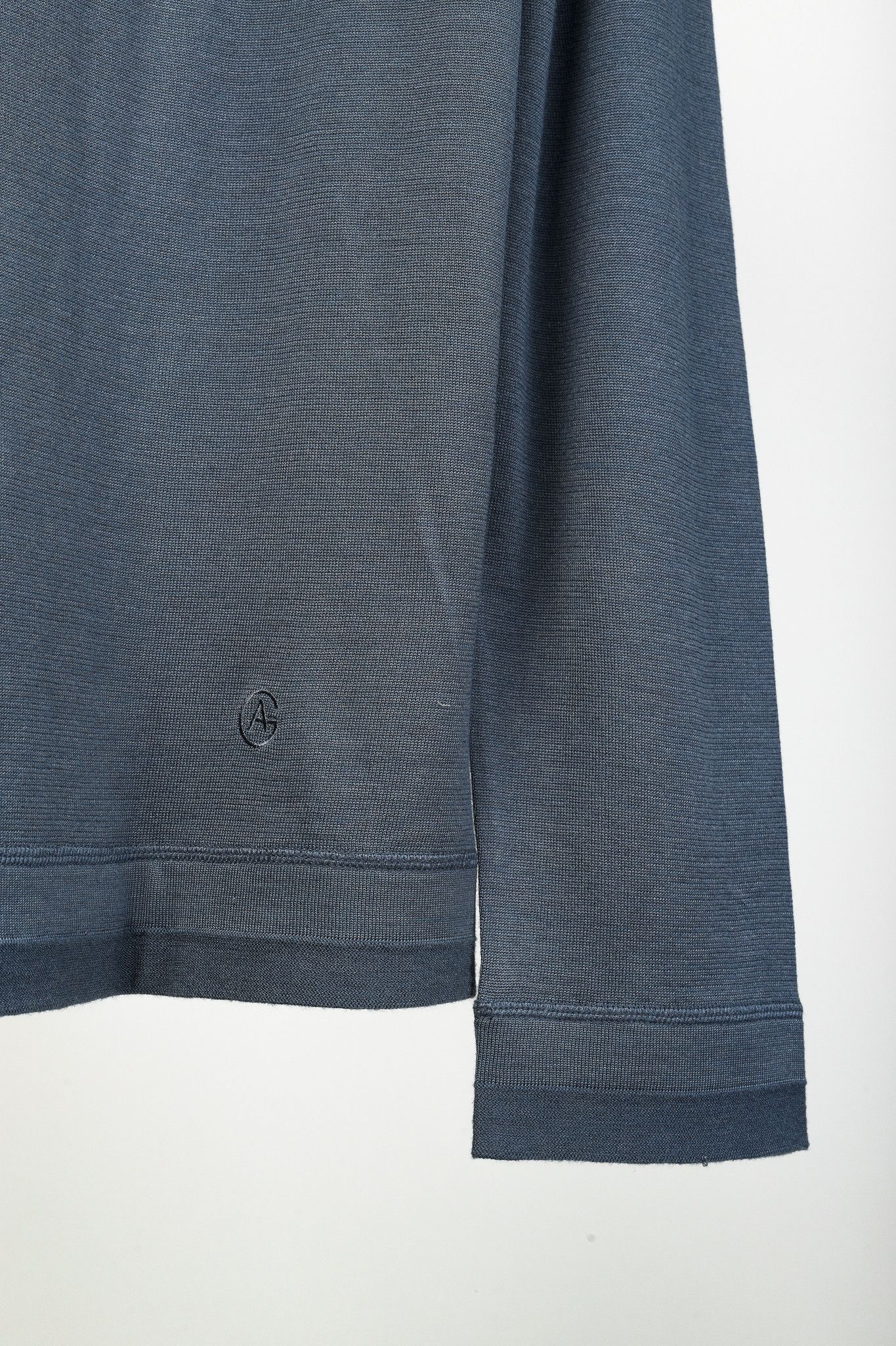 Armani Collezioni Armani Collezioni Blue Silk-Blend Pieced Long Sleeve T-Shirt Size US M / EU 48-50 / 2 - 6 Thumbnail