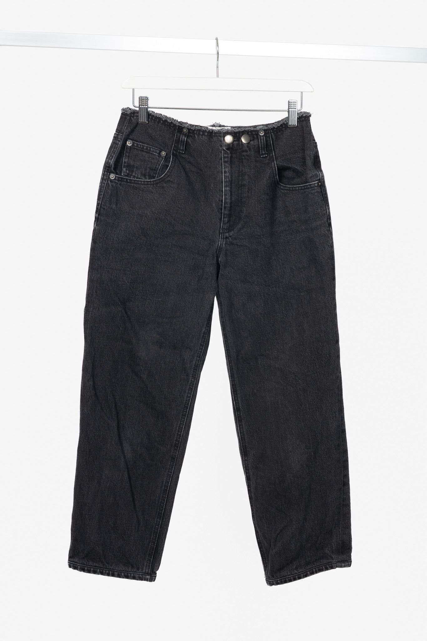 Tibi Tibi Newman Black Denim Frayed-Waist Jeans Size 25" / US 0 / IT 36 - 1 Thumbnail