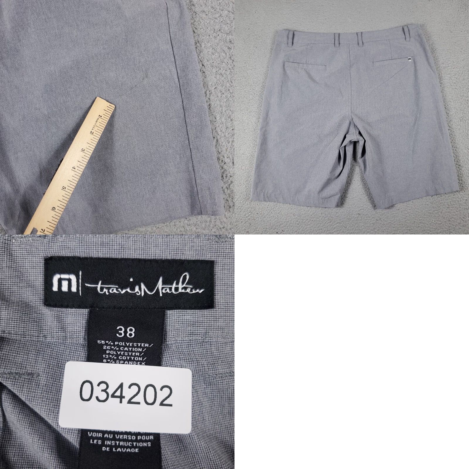 TravisMathew Travis Mathew Shorts Mens 38 Gray Chino Flat Front Casual Golf Workwear Size US 38 / EU 54 - 8 Thumbnail