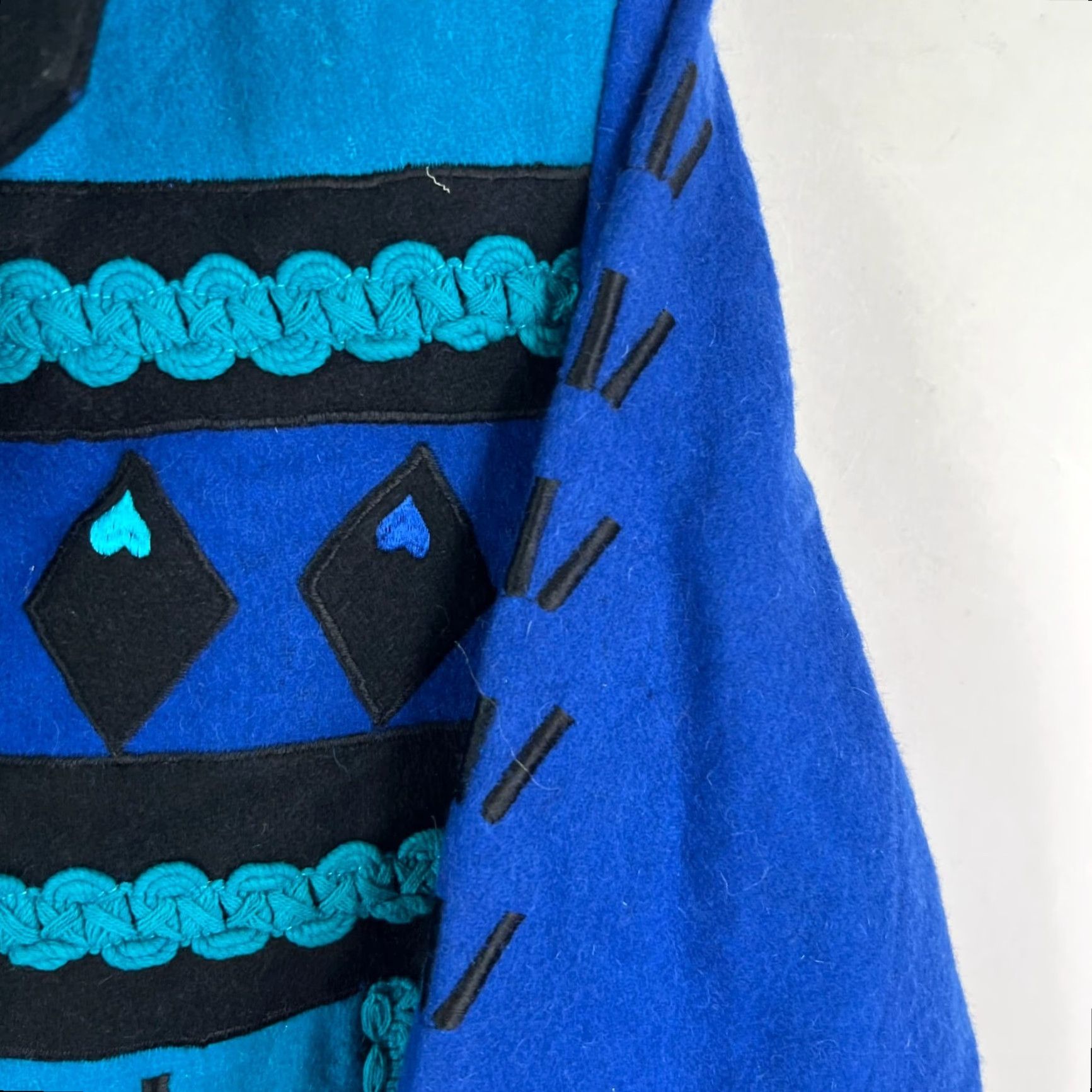 Vintage VINTAGE Anthony Mark Hankins Wool Coat Jacket Overcoat 2X Blue Embroidered Geometric Women Size XXL / US 16-18 / IT 52-54 - 2 Thumbnail