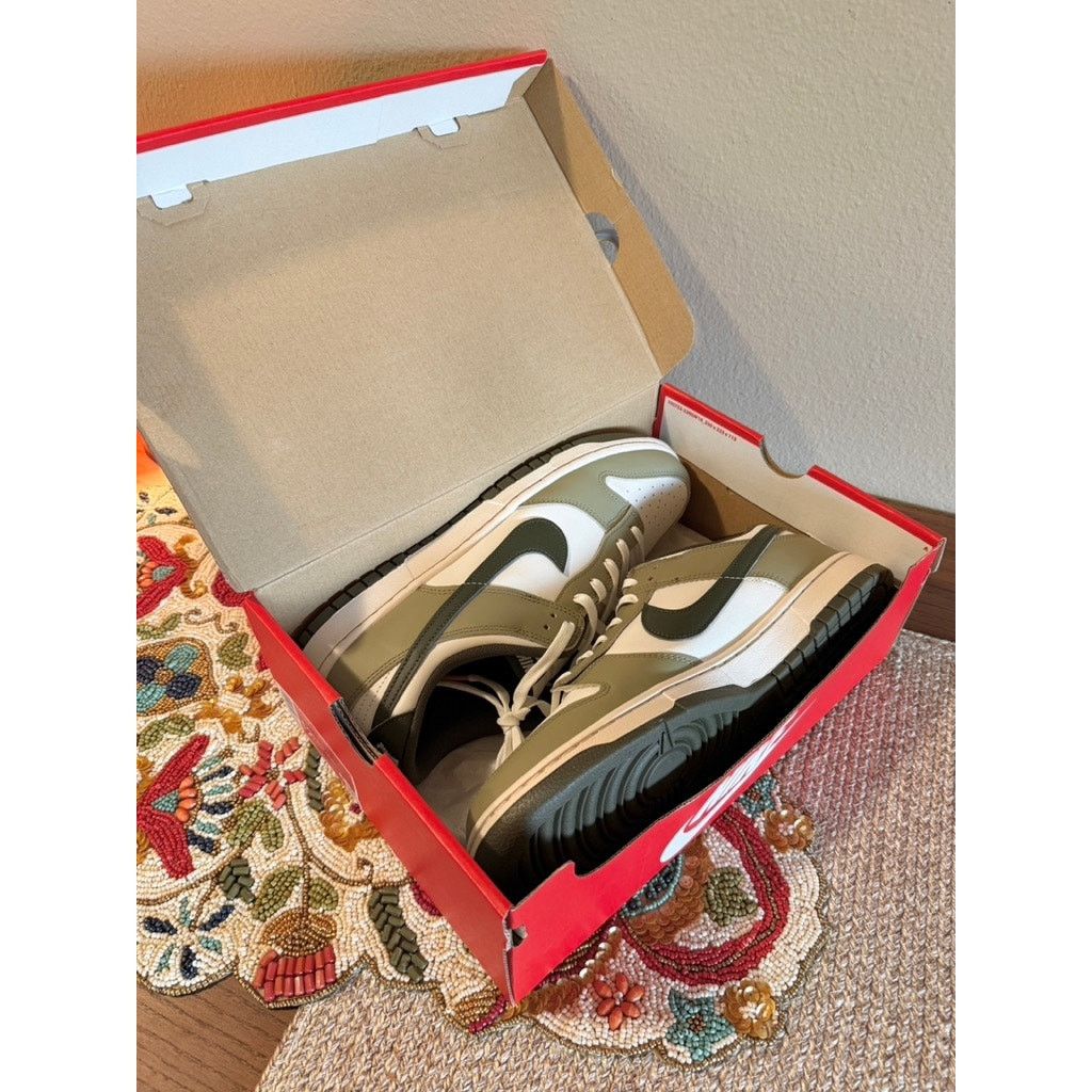 Nike Nike Dunk Low Rough Neutral Olive Green Cargo Khaki White Size US 13 / EU 46 - 7 Thumbnail