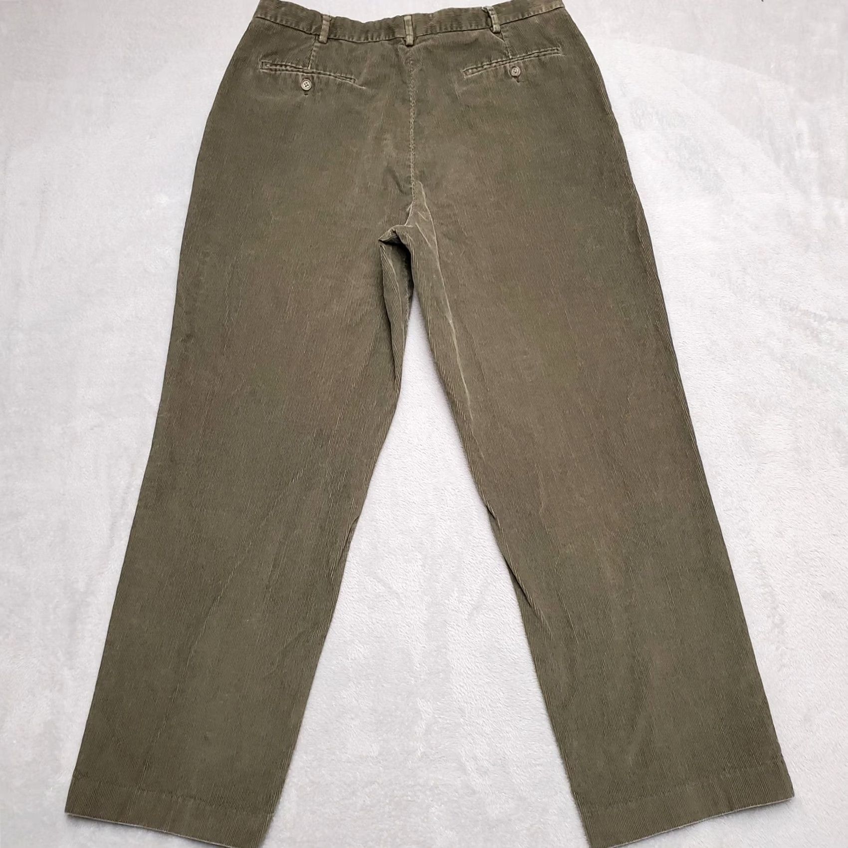 Lands' End Lands' End Pants Womens 35x30 Green Corduroy Pleated Tapered 70s Retro Casual Chino Straight Front Vintage Girls Womens Size 24" / US 00 / IT 34 - 6 Thumbnail