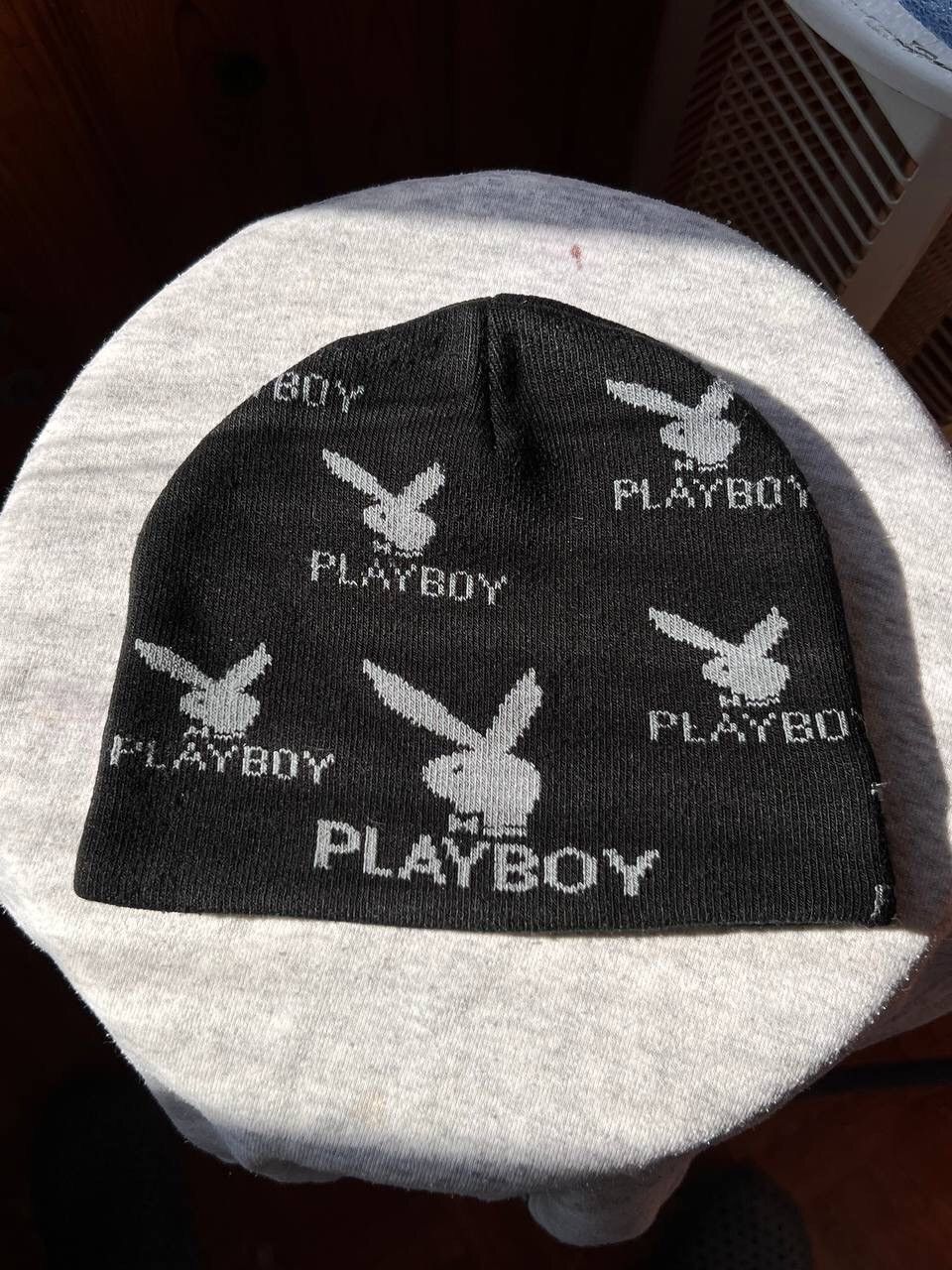 Japanese Brand × Playboy Vintage Playboy Monogram Beanie Hat Full Bunny Black Y2K Size ONE SIZE - 1 Thumbnail