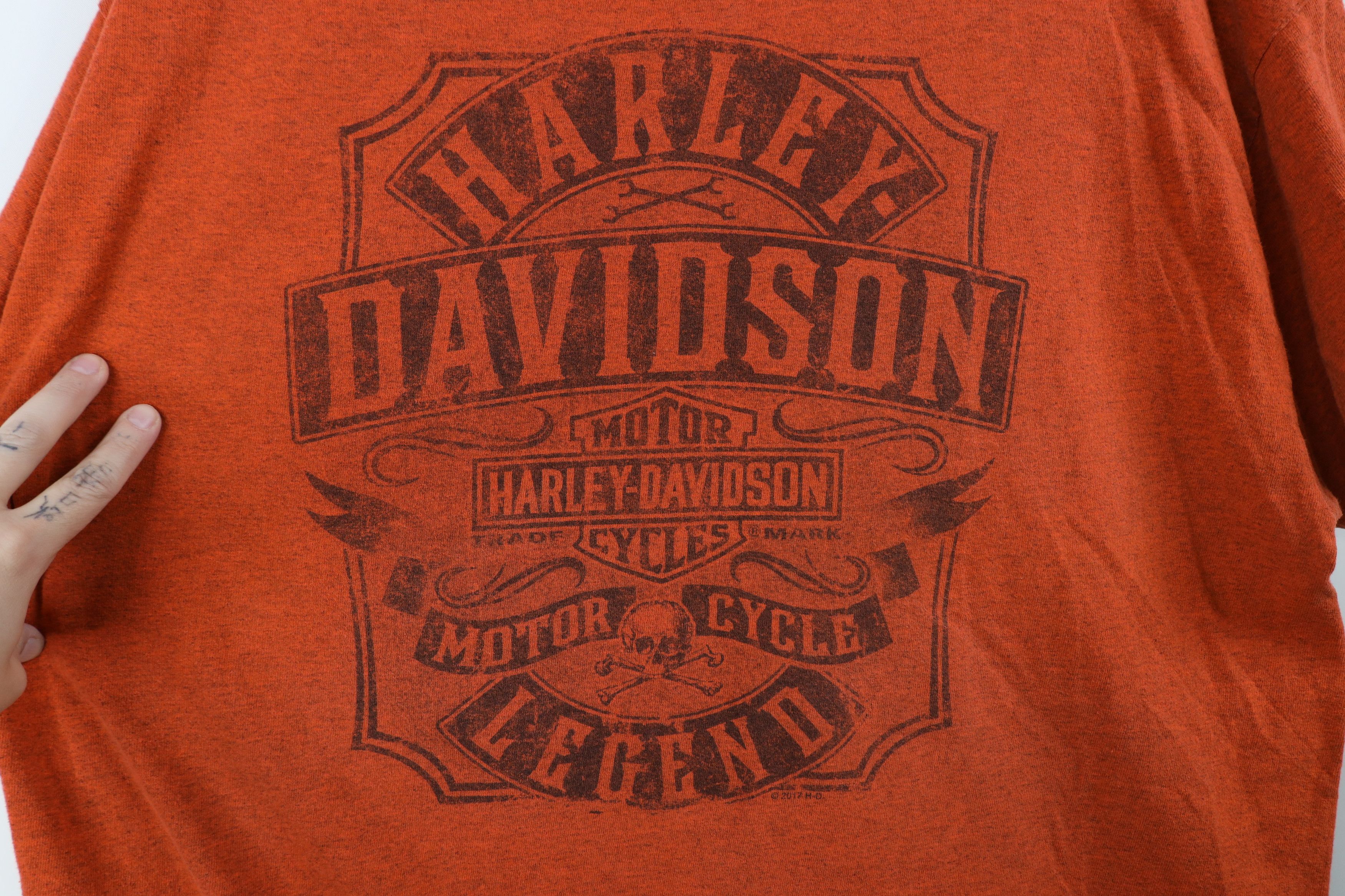 Harley Davidson Vintage Y2K Harley Davidson Spell Out Skull T-Shirt Orange Size US XXL / EU 58 / 5 - 4 Thumbnail