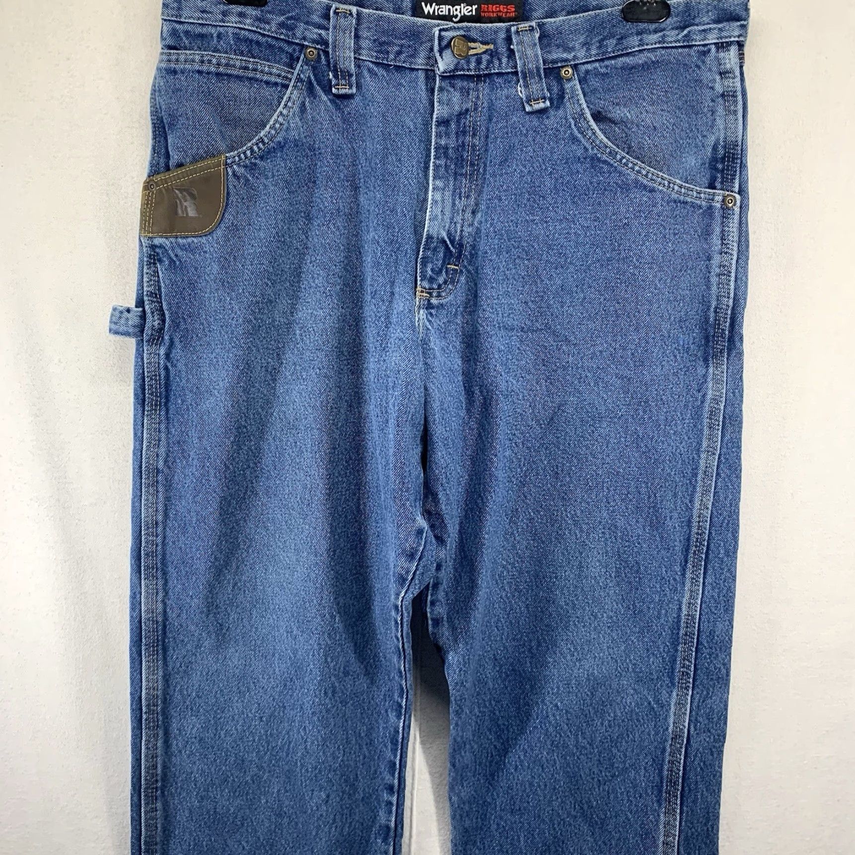 Wrangler Wrangler Jeans Mens 35x30 Blue Denim Relaxed Fit Carpenter Workwear Size US 35 - 7 Thumbnail
