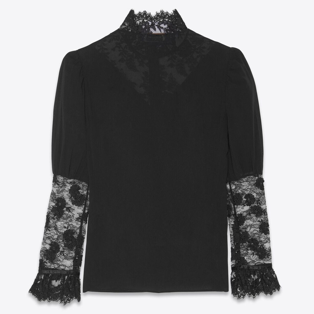 Saint Laurent Paris o1bcso1str0924 Fitted Ruffled Shirt in Black Size US XXS / EU 40 - 2 Thumbnail