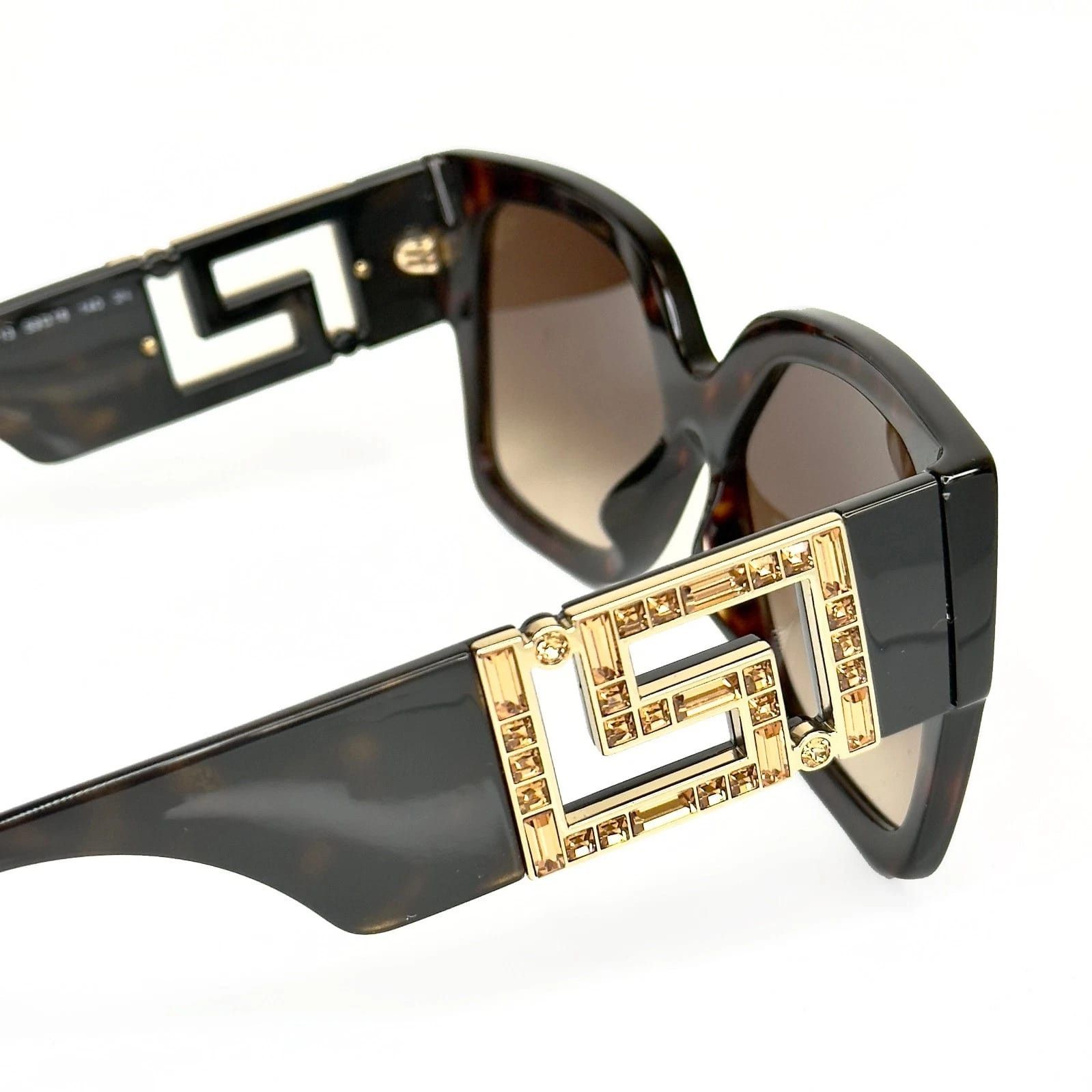 Versace VERSACE VE4402 GRECA Brown Gold Geometric Sunglasses 4402 Size ONE SIZE - 2 Thumbnail