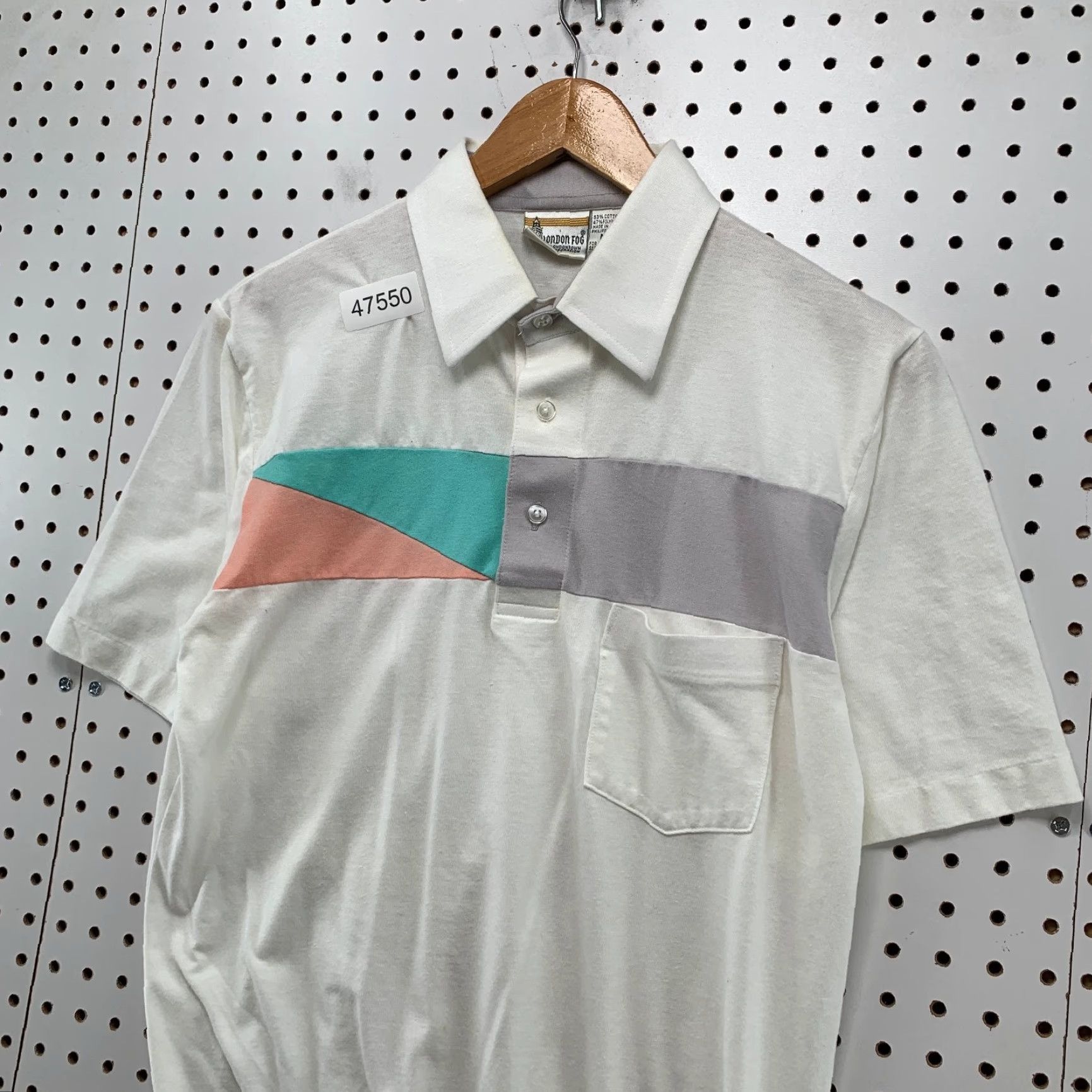 Vintage Vintage London Fog Polo Button Shirt Mens M White Polyester Cotton Blend Size US M / EU 48-50 / 2 - 6 Thumbnail
