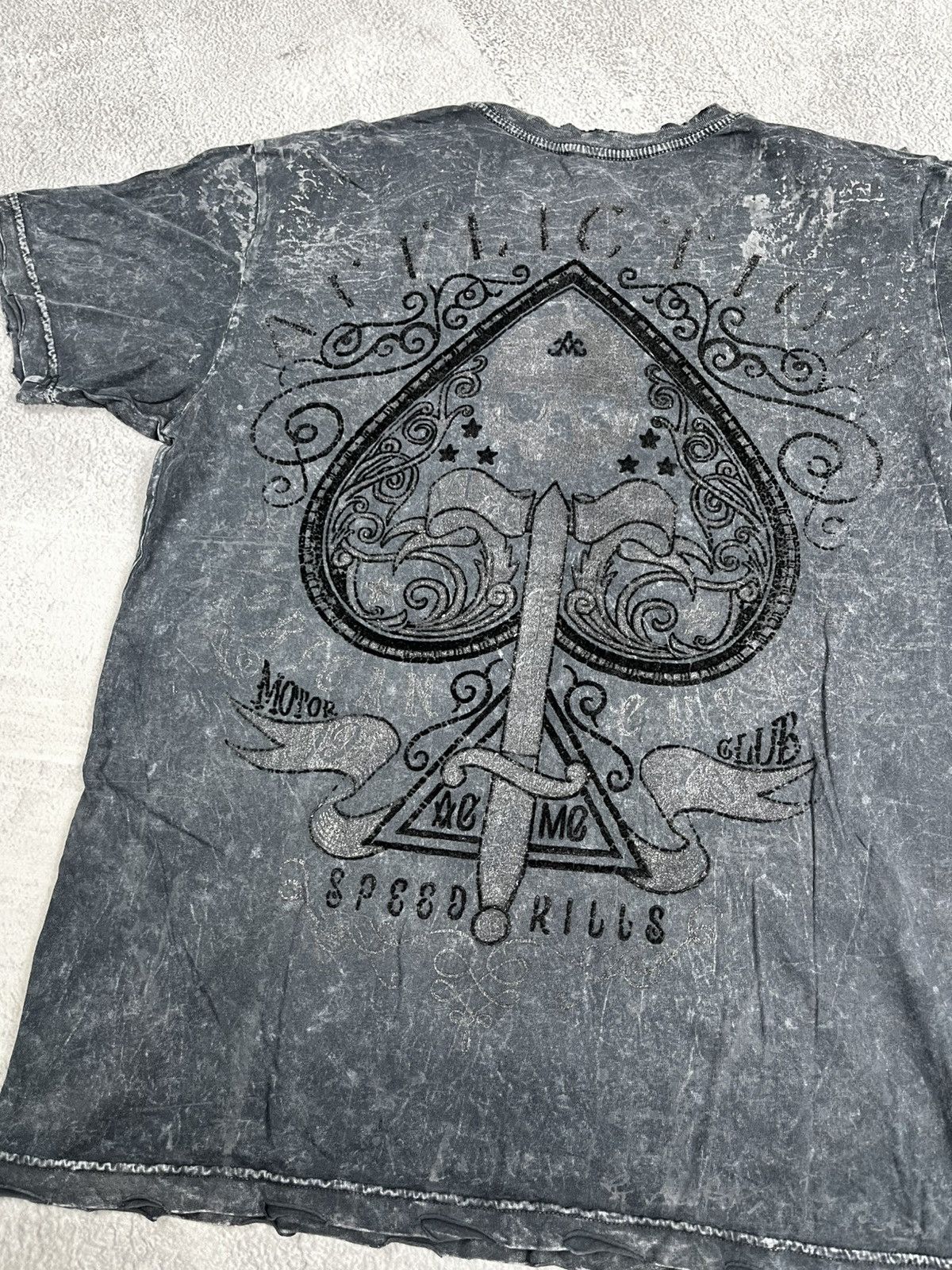 Vintage AFFLICTION MENS DEATH SPADE SS T-SHIRT Size US L / EU 52-54 / 3 - 8 Thumbnail