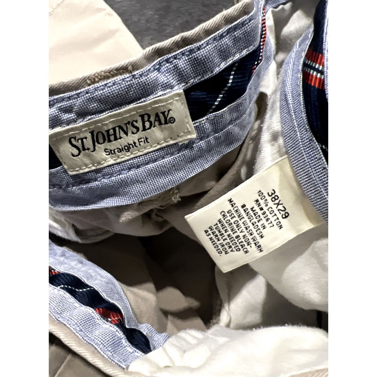 Vintage St. John's Bay Pants Khaki Beige Straight Chino Mens 38 X 29 Slim Classic Flat Front Belt Loops Size US 38 / EU 54 - 7 Thumbnail