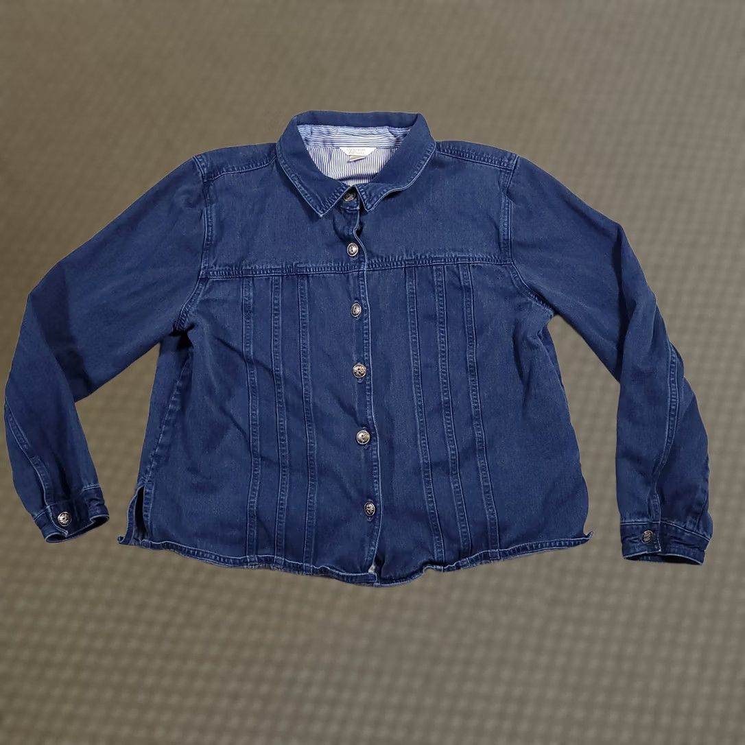 Vintage Christopher & Banks Jean Jacket Women's Large Long Sleeve Collared Western Denim Blue Jacket Size L / US 10 / IT 46 - 1 Thumbnail