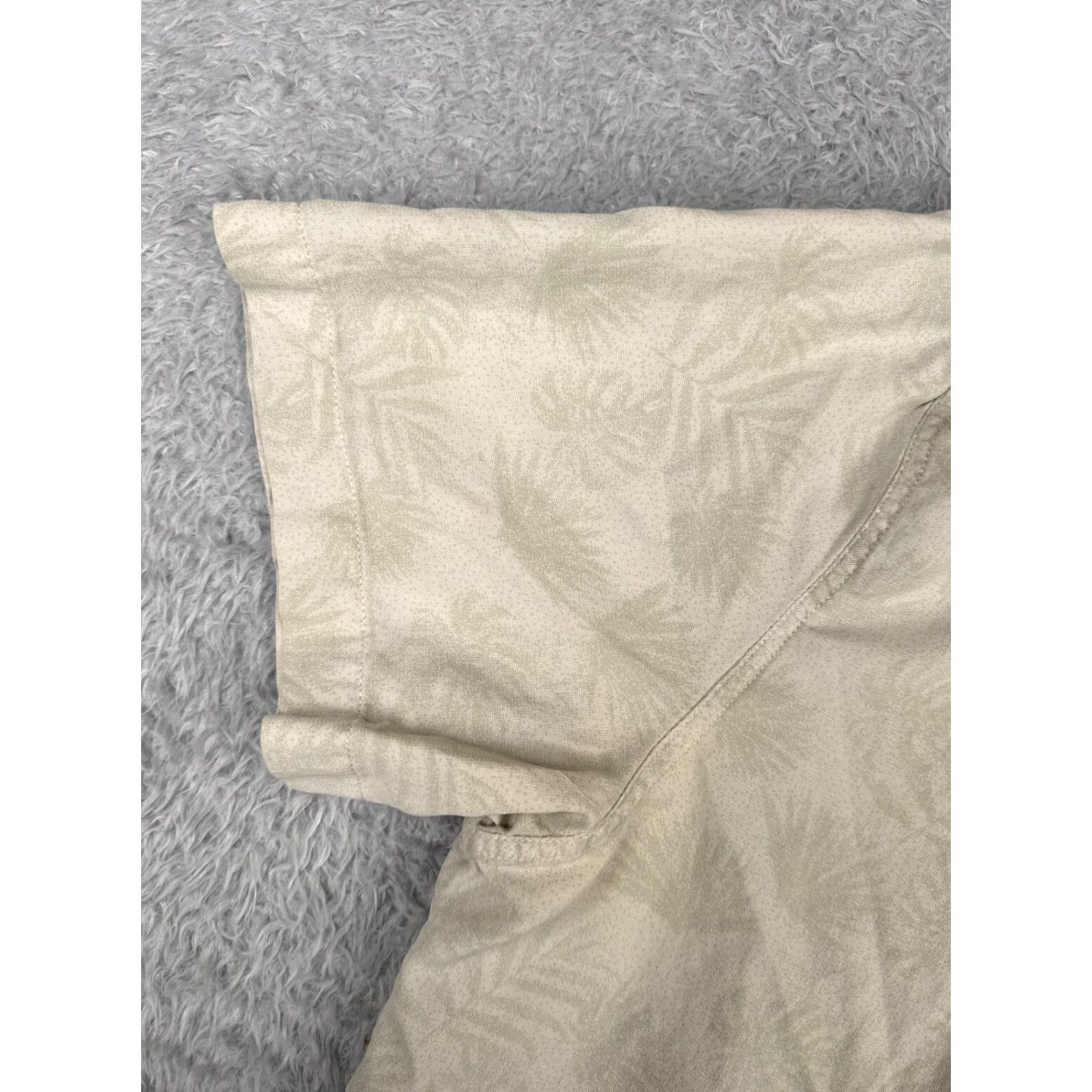Nat Nast Nat Nast Mens Button-Up Hawaiian Shirt XL Beige Silk Cotton Blend Floral Palm Leaf Printed Hawaiian Adults Mens Size US XL / EU 56 / 4 - 5 Thumbnail