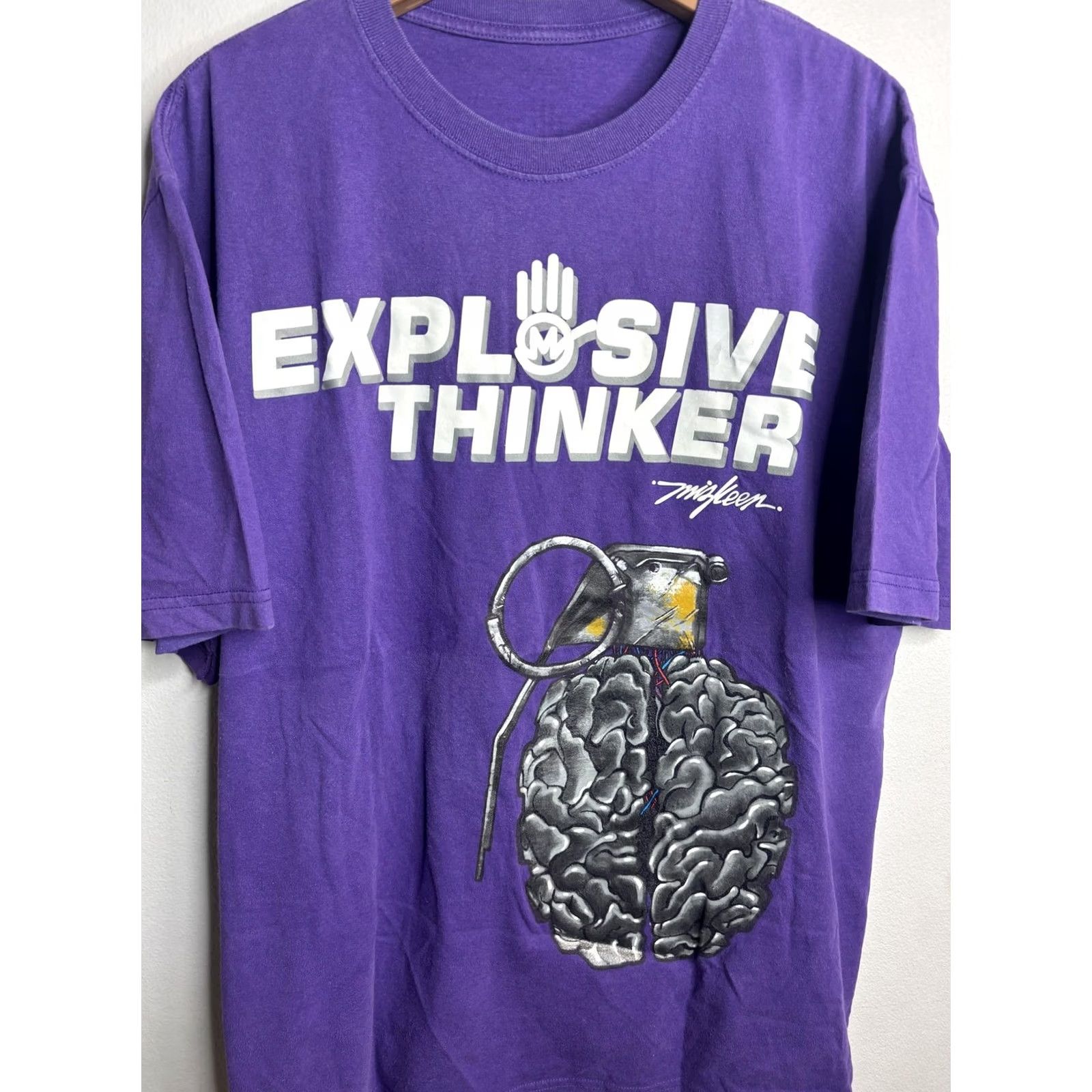Vintage VINTAGE Miskeen Explosive Thinker Shirt Mens L Purple Brain Grenade Graphic Tee Size US L / EU 52-54 / 3 - 2 Thumbnail