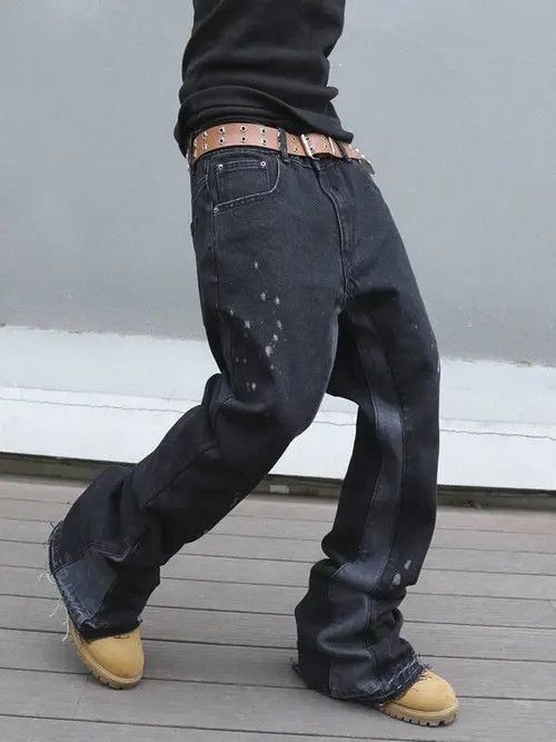 Japanese Brand × Vintage Wide leg Painted Y2k Design Jeans Size US 36 / EU 52 - 1 Thumbnail