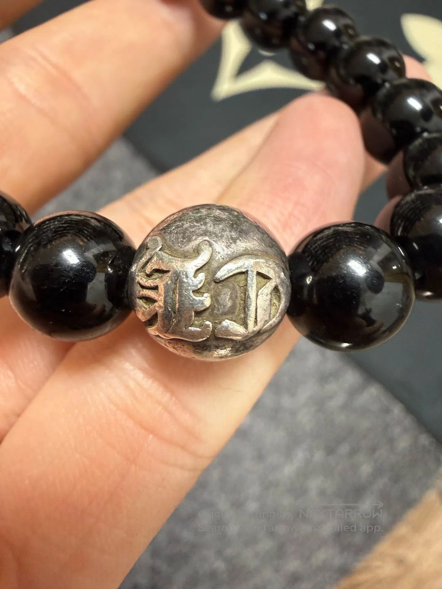 Chrome Hearts CHROME HEARTS Obsidian Double Silver Bead Bracelet| Size ONE SIZE - 6 Thumbnail