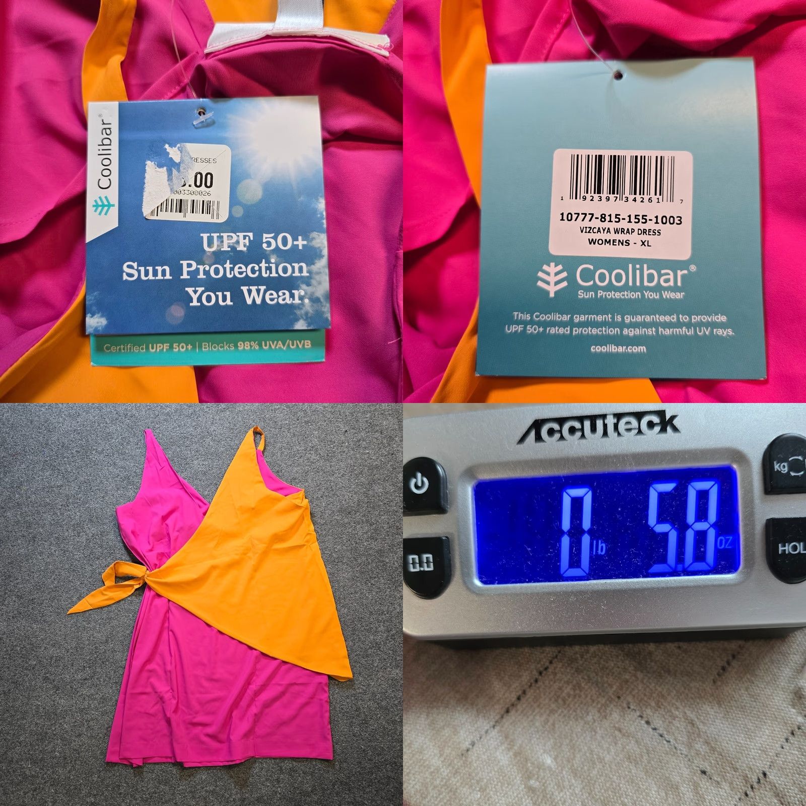 Pinko VINTAGE Coolibar Dress Women XL Pink Orange Vizcaya Wrap Stretch UPF Capsule Beachy Size XL / US 12-14 / IT 48-50 - 8 Thumbnail