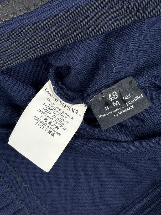 Versace Gianni Versace Navy Cotton Contrast Stitch Abstract Sweater Size US M / EU 48-50 / 2 - 9 Thumbnail