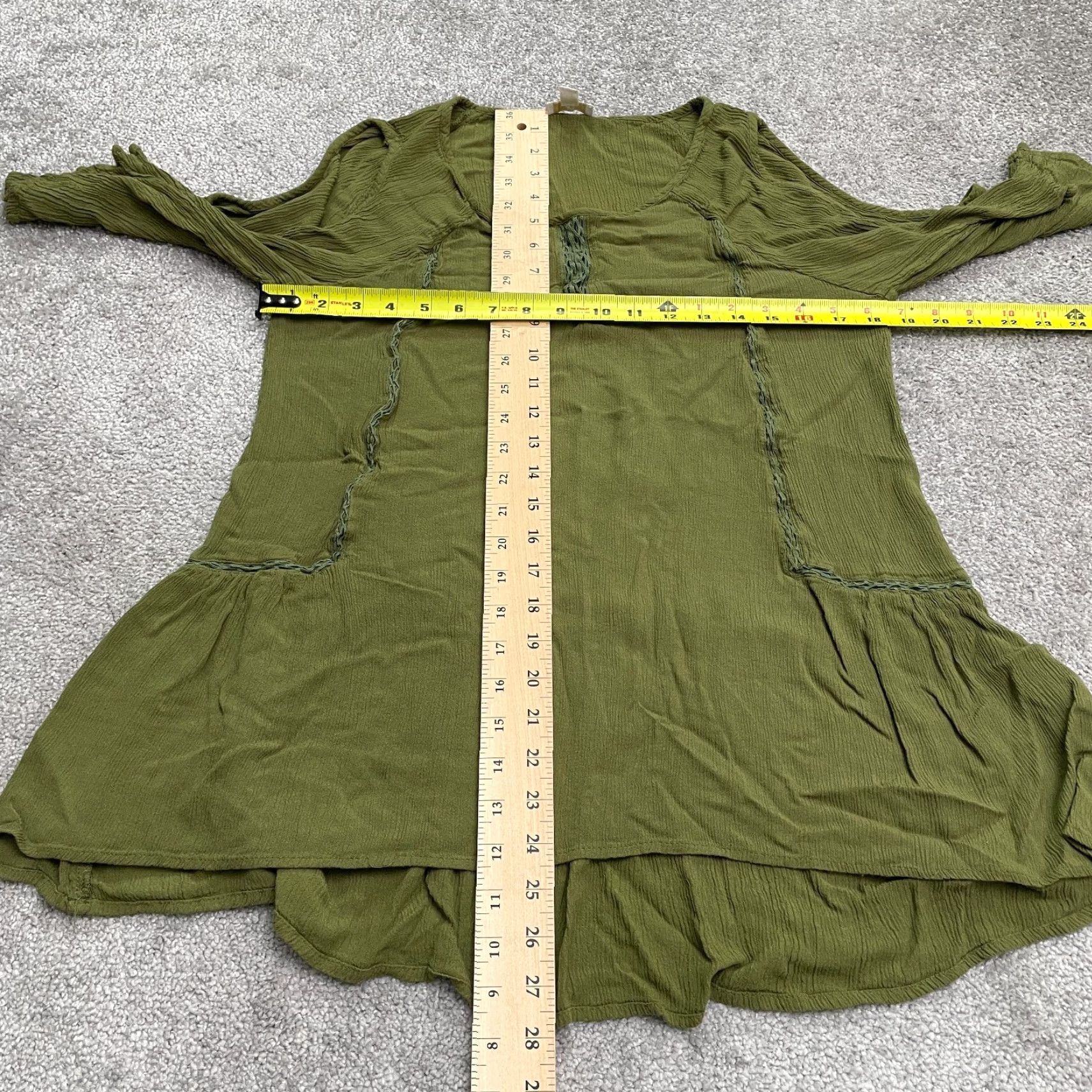 Vintage Cato Blouse Shirt Womens Large Green Embroidered Cold Shoulder Round Neck Tunic Size L / US 10 / IT 46 - 7 Thumbnail