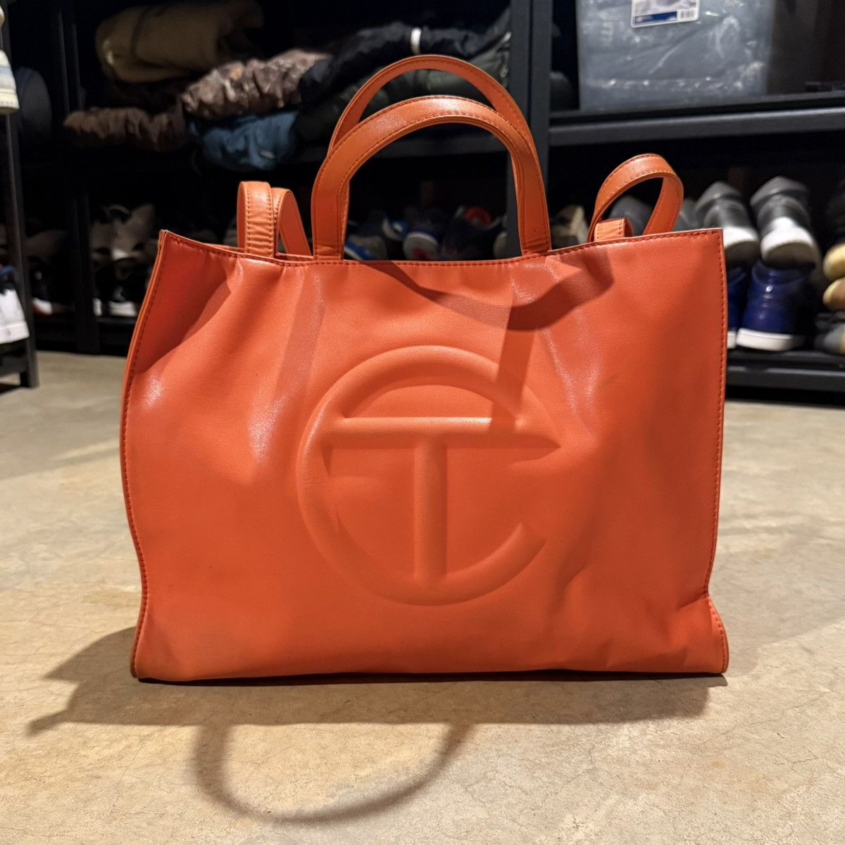 Telfar Telfar Shopping Tote Bag Orange Vegan Leather Medium Size ONE SIZE - 1 Thumbnail