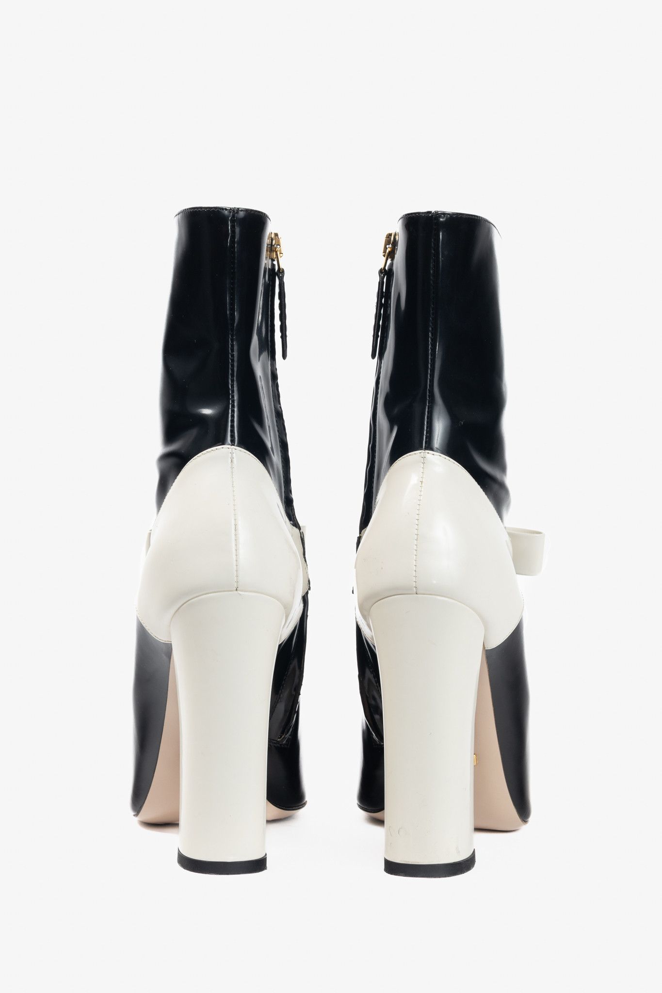 Gucci Gucci Nimue Black & White Colour-Block Midcalf Boots Size US 7.5 / IT 37.5 - 3 Thumbnail