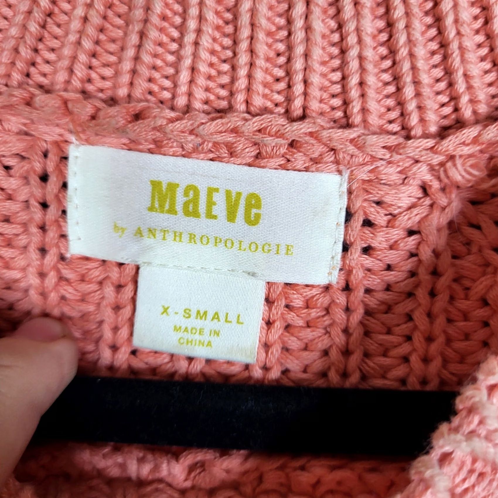 Anthropologie Maeve By Anthropologie Chunky Coral Mackenzie 3/4 Sleeve Sweater XS Orange Crew Neck Pullover Women's Knit Casual Modern All Seasons Fall Winter Size XS / US 0-2 / IT 36-38 - 7 Thumbnail