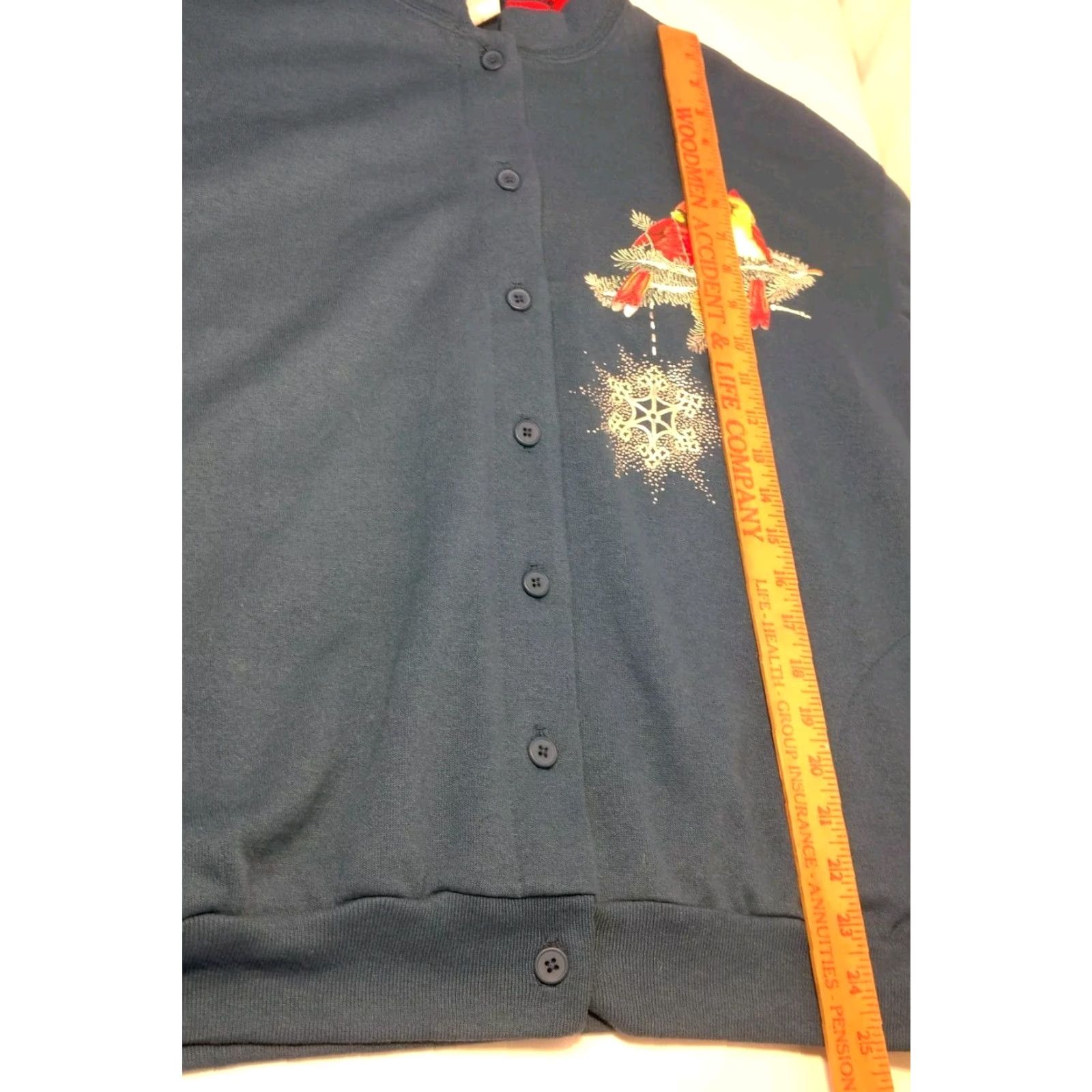 Vintage VINTAGE Morning Sun Sweatshirt Cardigan Petite PL Blue Cardinal Bird Activewear Womens Size L / US 10 / IT 46 - 6 Thumbnail