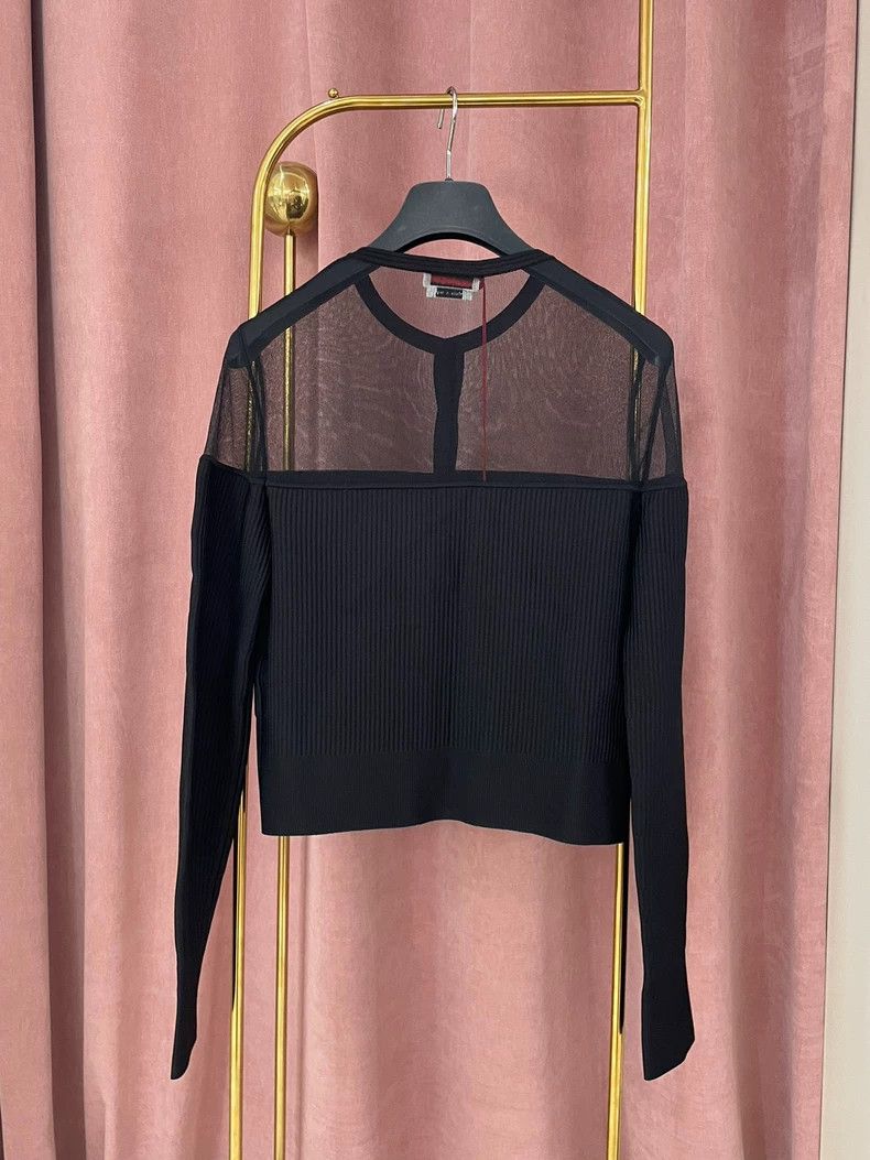 Alexander McQueen Alexander Mcqueen Long-sleeved black mesh top Size S / US 4 / IT 40 - 3 Thumbnail